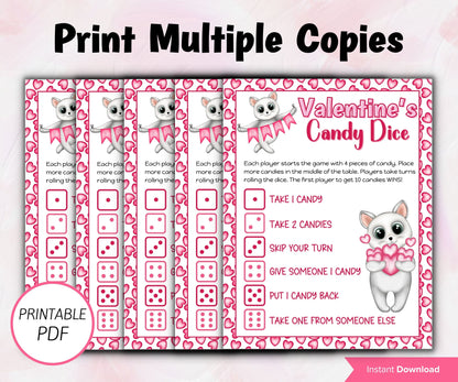 Valentine Candy Dice Game | Valentine Cat Card| Classroom Game | Valentine Activity | Valentine'S Party Game | Fun Activity I Dice Game