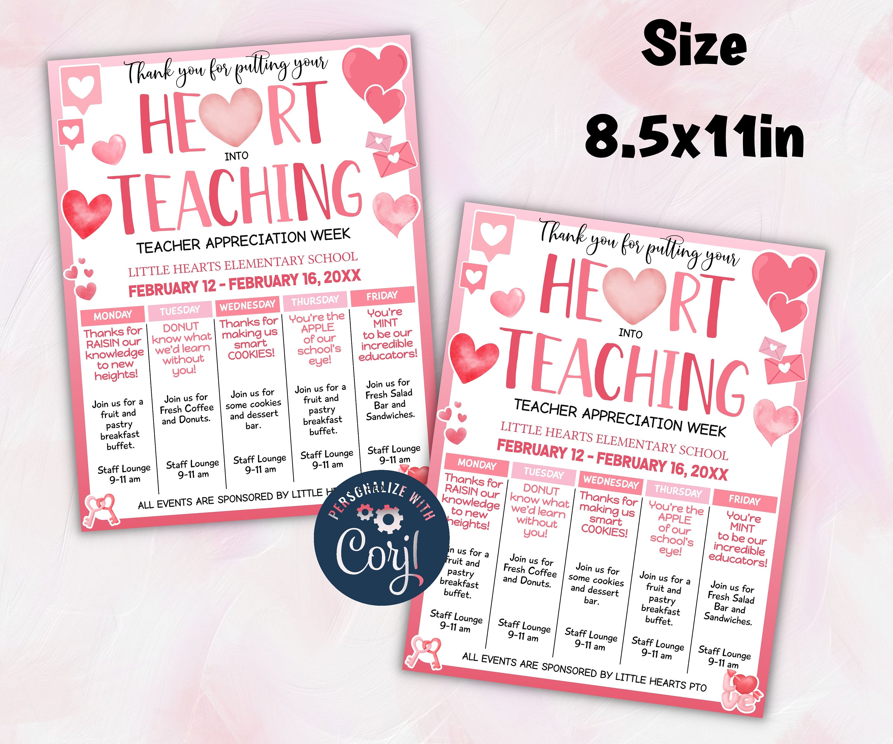 Editable Valentine Teacher Appreciation, Teacher Valentines Day, Gift for Teacher, Coworker appreciation, School pto pta, Classroom Teacher