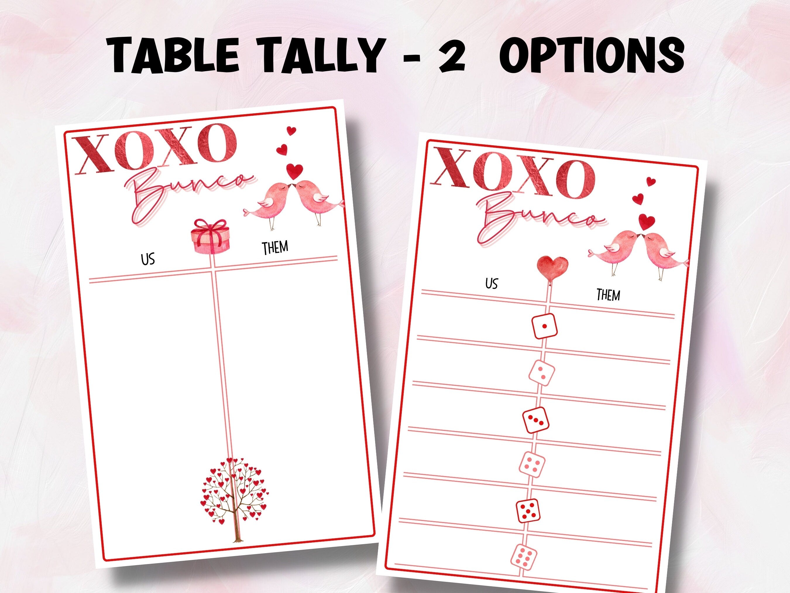 Valentine Bunco I Bunco Night I Printable Valentine Bunco Score Sheet Invitation| Bunco Game | Tally Sheet I bunco score cards I love bunco