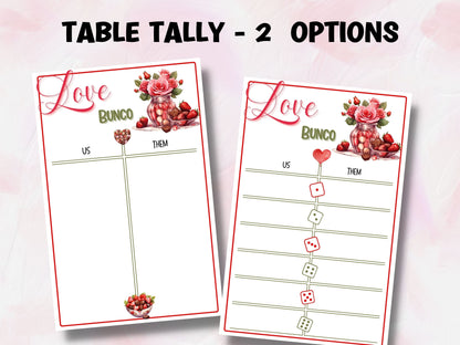 Love Bunco Score Sheet Template | Pink And Red Printable Bunco | Valentines Printable Bunco | Printable Bunco Set I February Bunco Cards