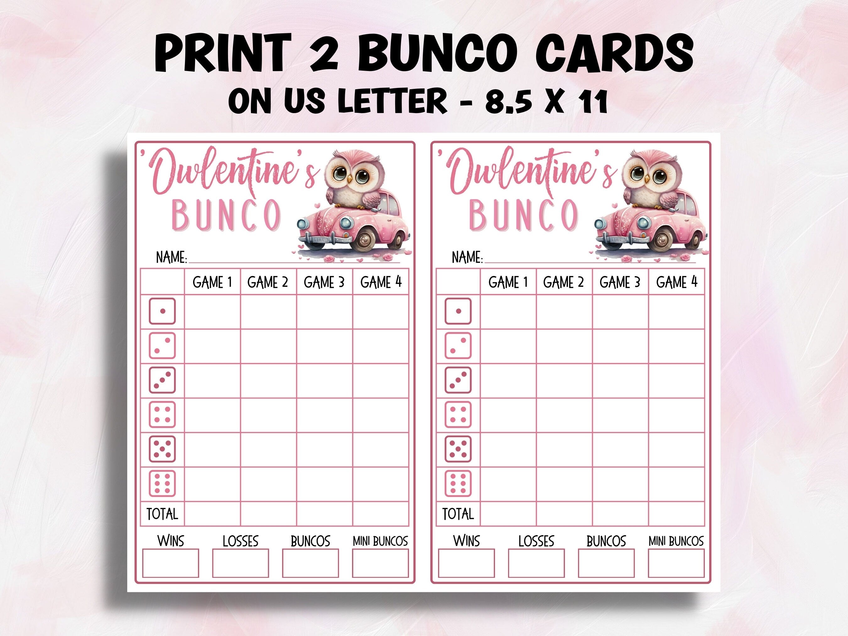 February Bunco Cards I Love Bunco Score Sheet Template | Pink And Red Printable Bunco | Valentines Printable Bunco | Printable Bunco Set I