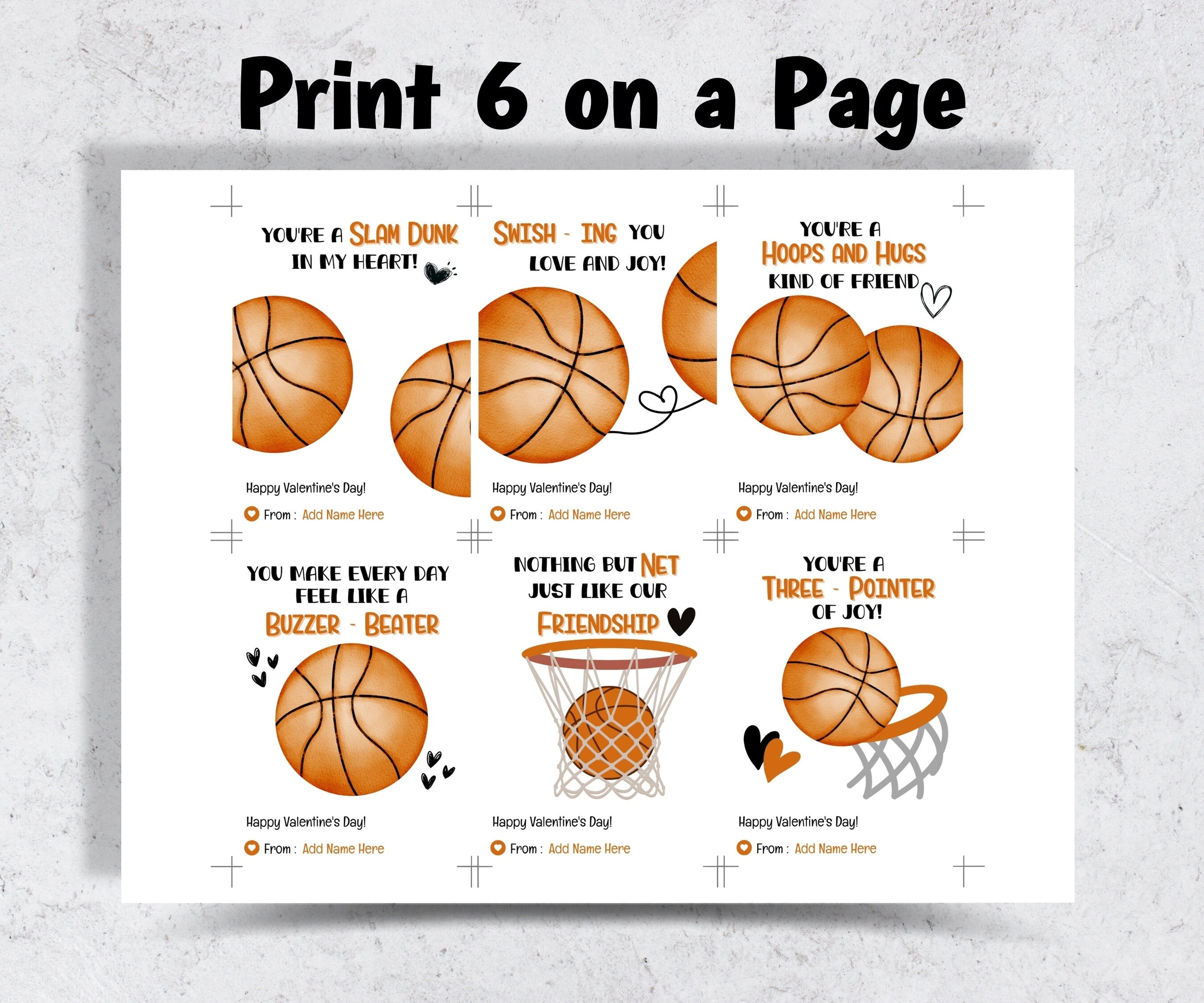 Basketball Valentines Day Cards, Classroom Valentines, Printable School Valentine , Kids Valentine Card for School Daycare, Gift For Teacher