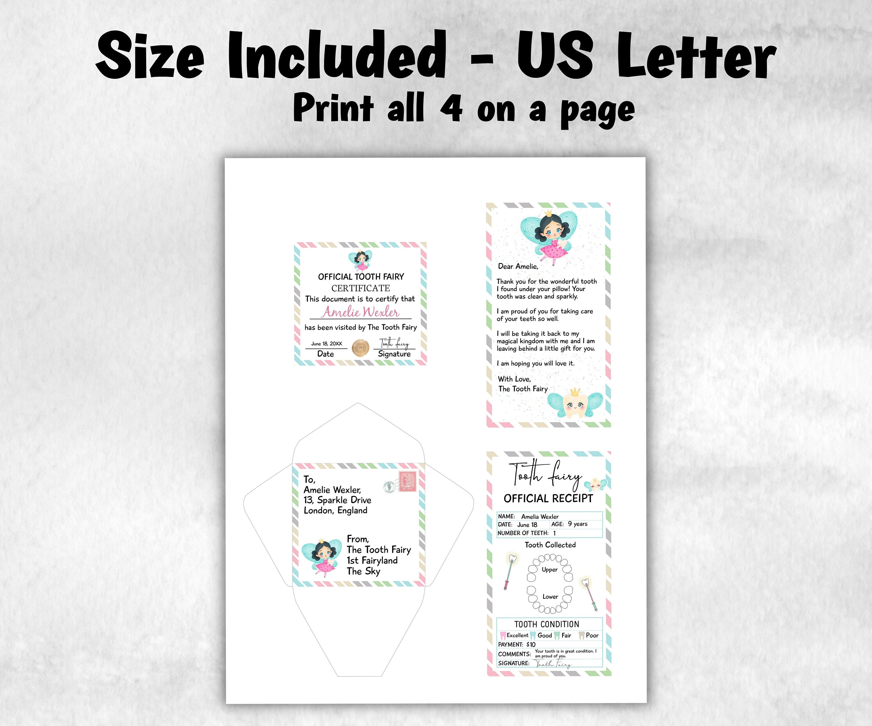 Tooth Fairy Letter | First Tooth Letter | Tooth Fairy Receipt | Printable Toothfairy | Reusable Pdf Template | Tooth Fairy Note I Editable