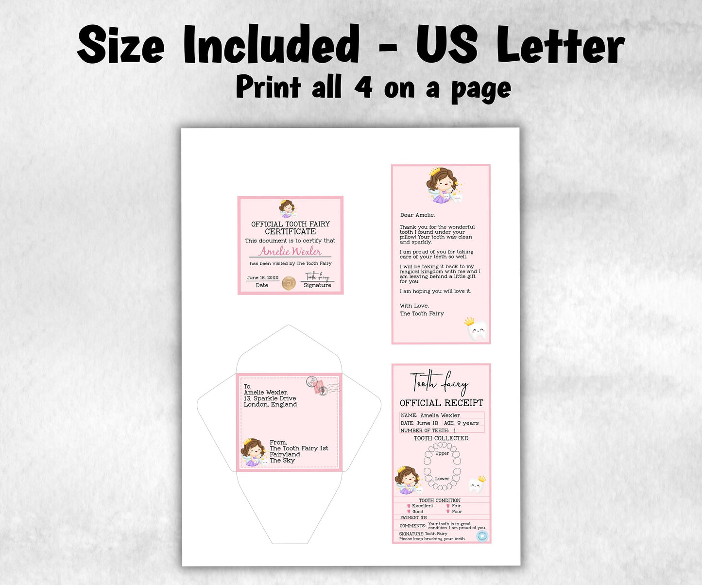 Note From The Tooth Fairy | Diy Tooth Fairy Note | Tooth Fairy Receipt Printable | Reusable Pdf Template | Letter From The Tooth Fairy