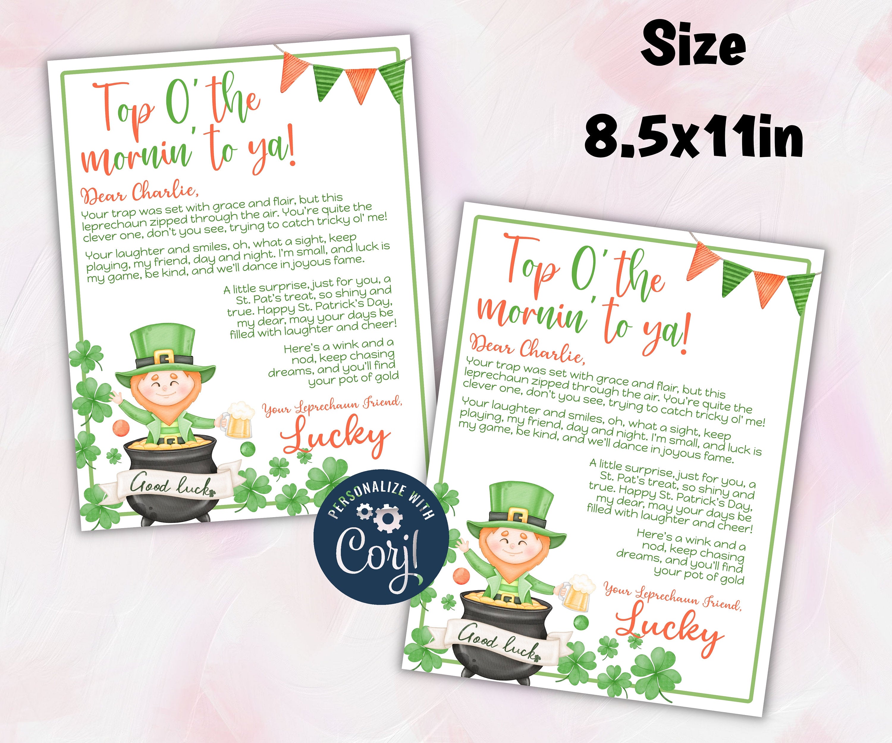 Leprechaun Note Printable | Editable Template | Kid Treasure Hunt Activity | Leprechaun trap letter-St.Patricks Day -TheHustlingCatLady-Templates