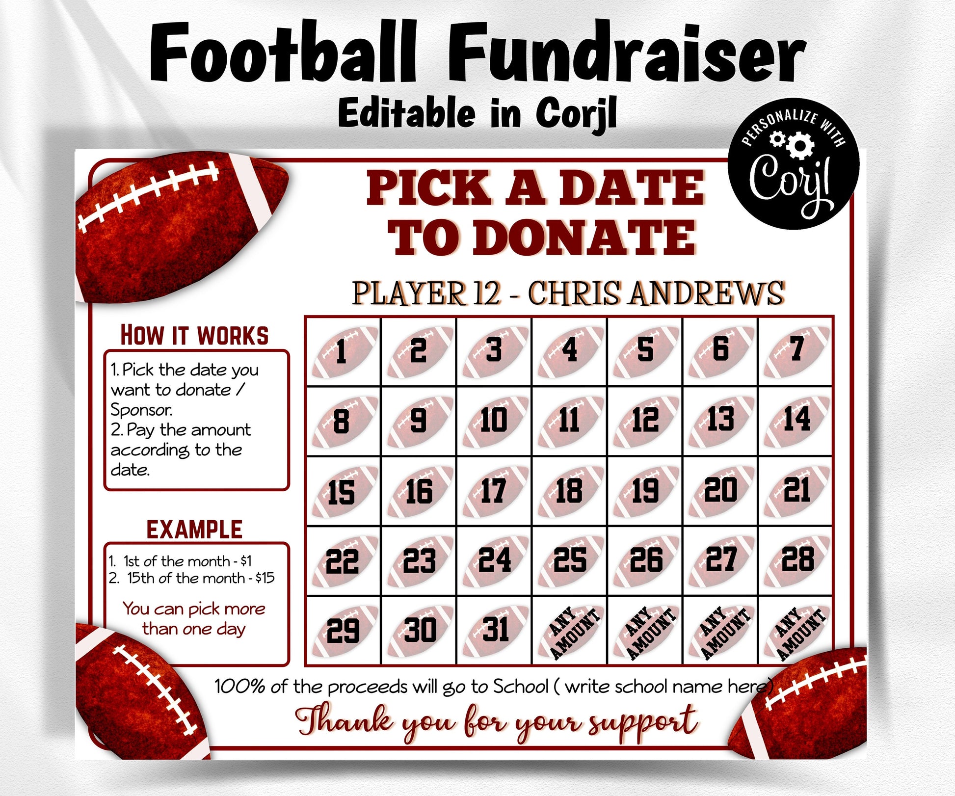 Editable Football Calendar Fundraiser - Editable in Corjl Pick A Date To Donate Printable | Digital Template | Team Sports Football Player Calendar I team – The Hustling Cat Lady editable-football-calendar-fundraiser-editable-in-corjl-pick-a-date-to-donate-printable-digital-template-team-sports-football-player-calendar-i-team-the-hustling-cat-lady