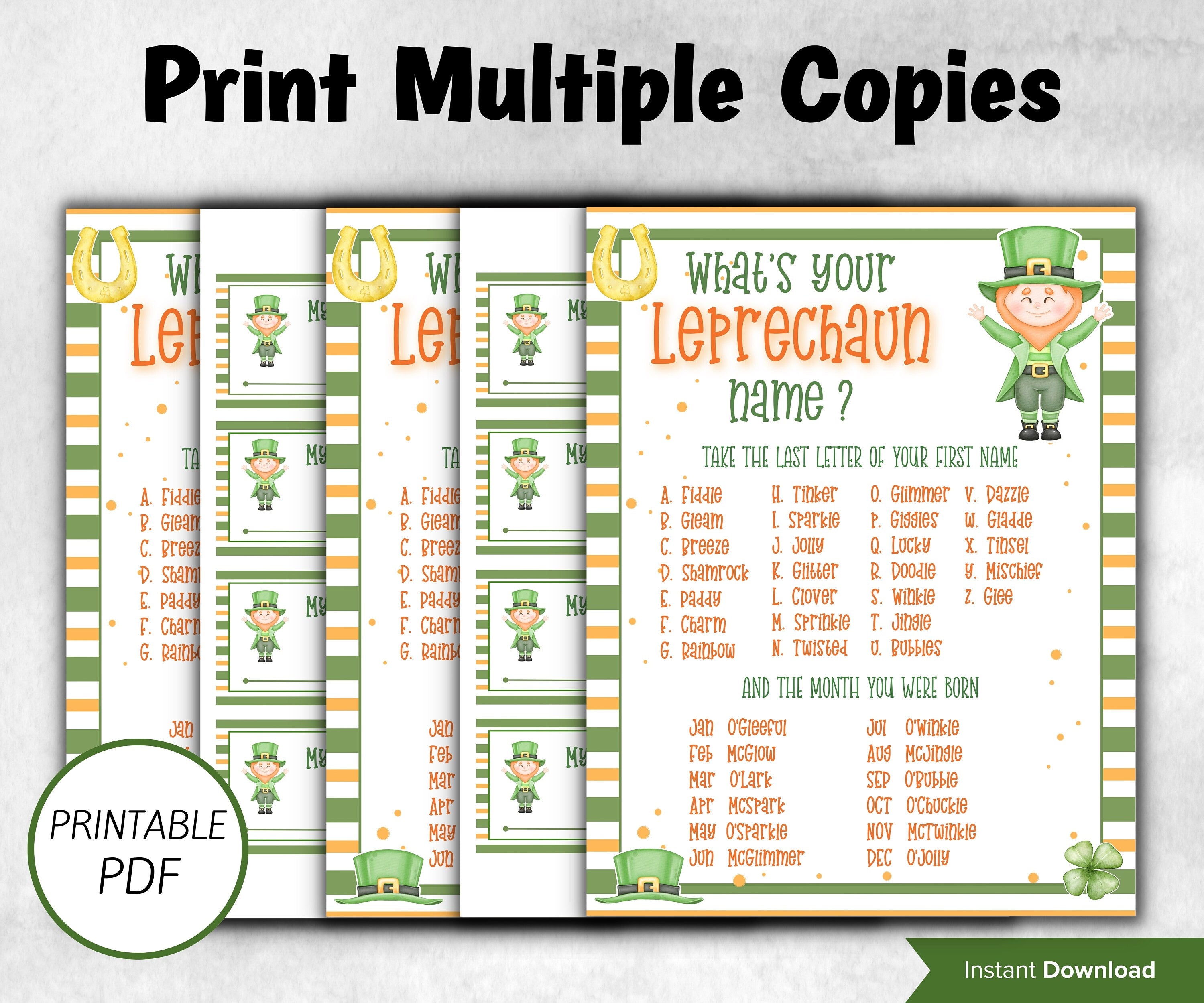 St Patricks Day Games, Leprechaun name tag game, Leprechaun name board sign, Leprechaun name generator, What's Your Leprechaun name,-St.Patricks Day -TheHustlingCatLady-Stickers, Labels & Tags