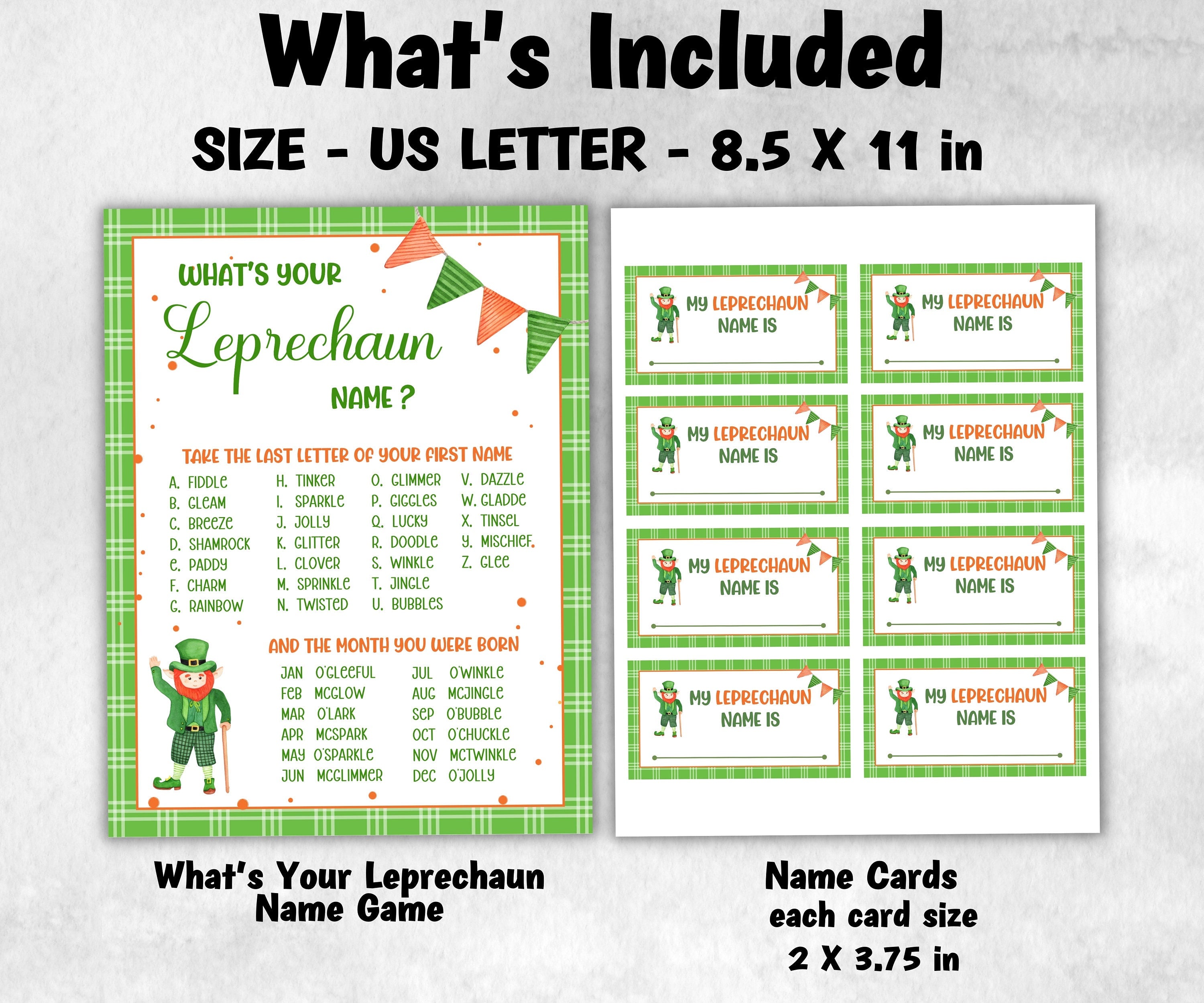 What's Your Leprechaun name, St Patricks Day Games, Leprechaun name tag game, Leprechaun name board sign, Leprechaun name generator,-St.Patricks Day -TheHustlingCatLady-Stickers, Labels & Tags