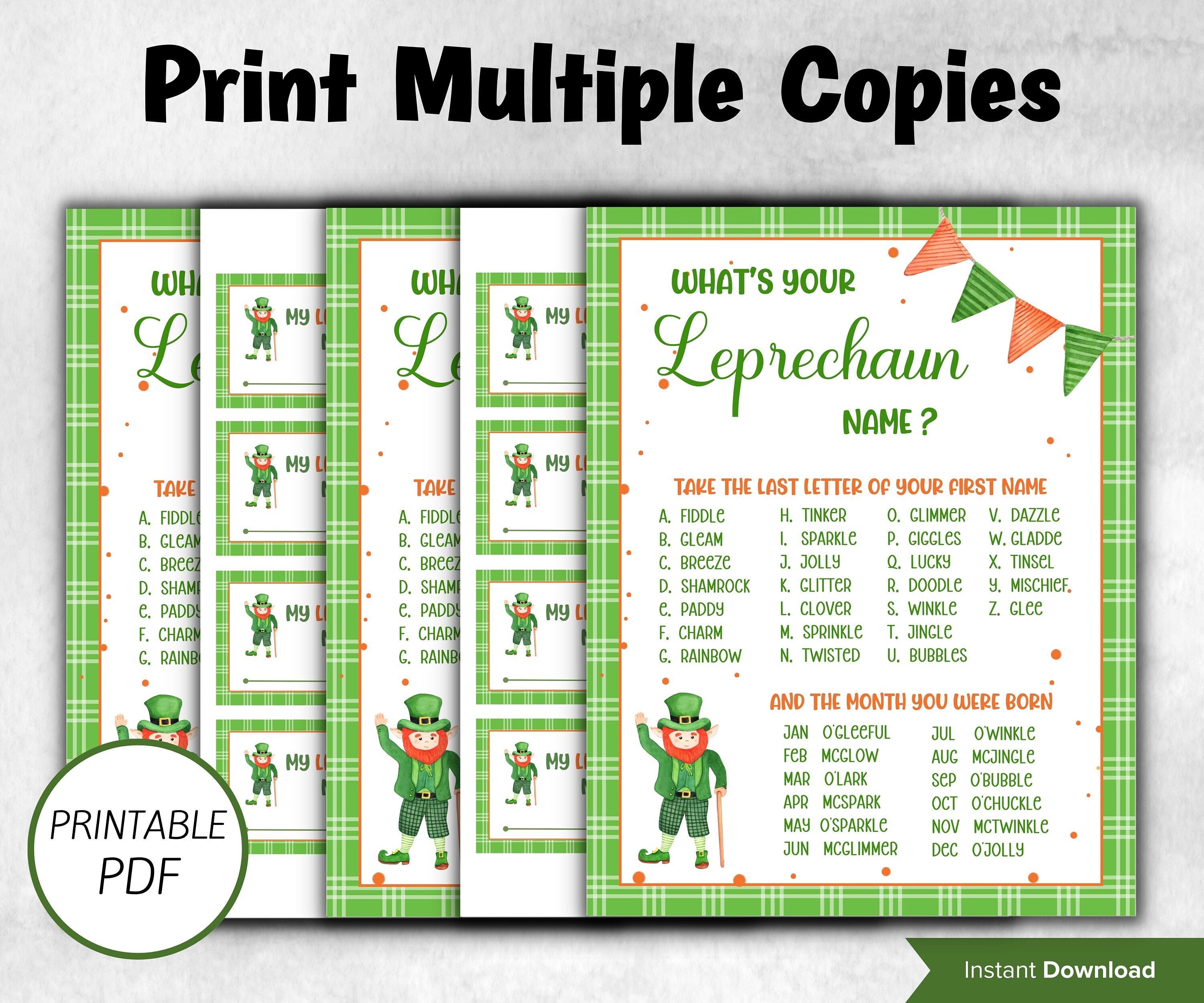 What's Your Leprechaun name, St Patricks Day Games, Leprechaun name tag game, Leprechaun name board sign, Leprechaun name generator,-St.Patricks Day -TheHustlingCatLady-Stickers, Labels & Tags