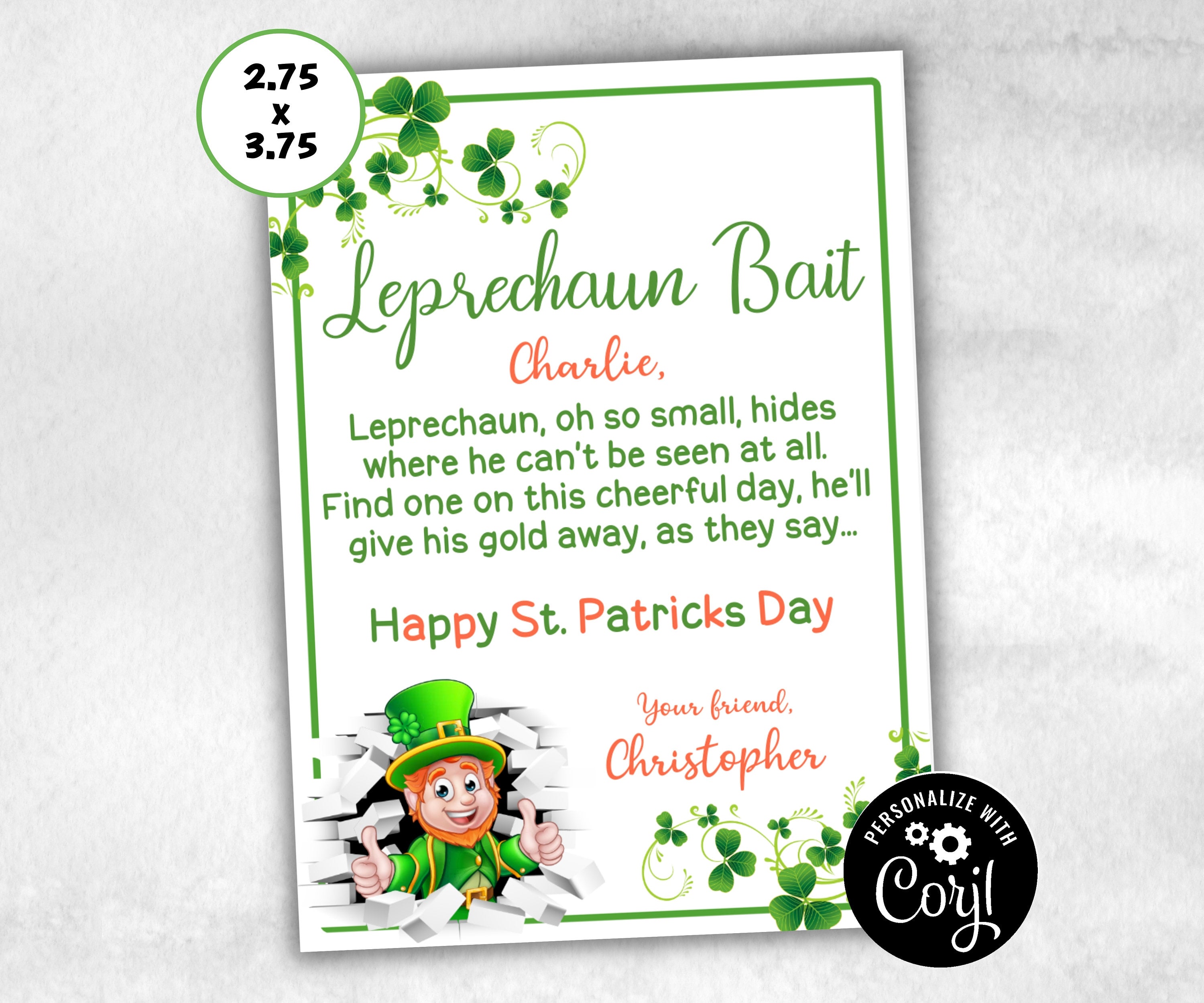 Leprechaun Treat Tag-St.Patricks Day -TheHustlingCatLady-Stickers, Labels & Tags
