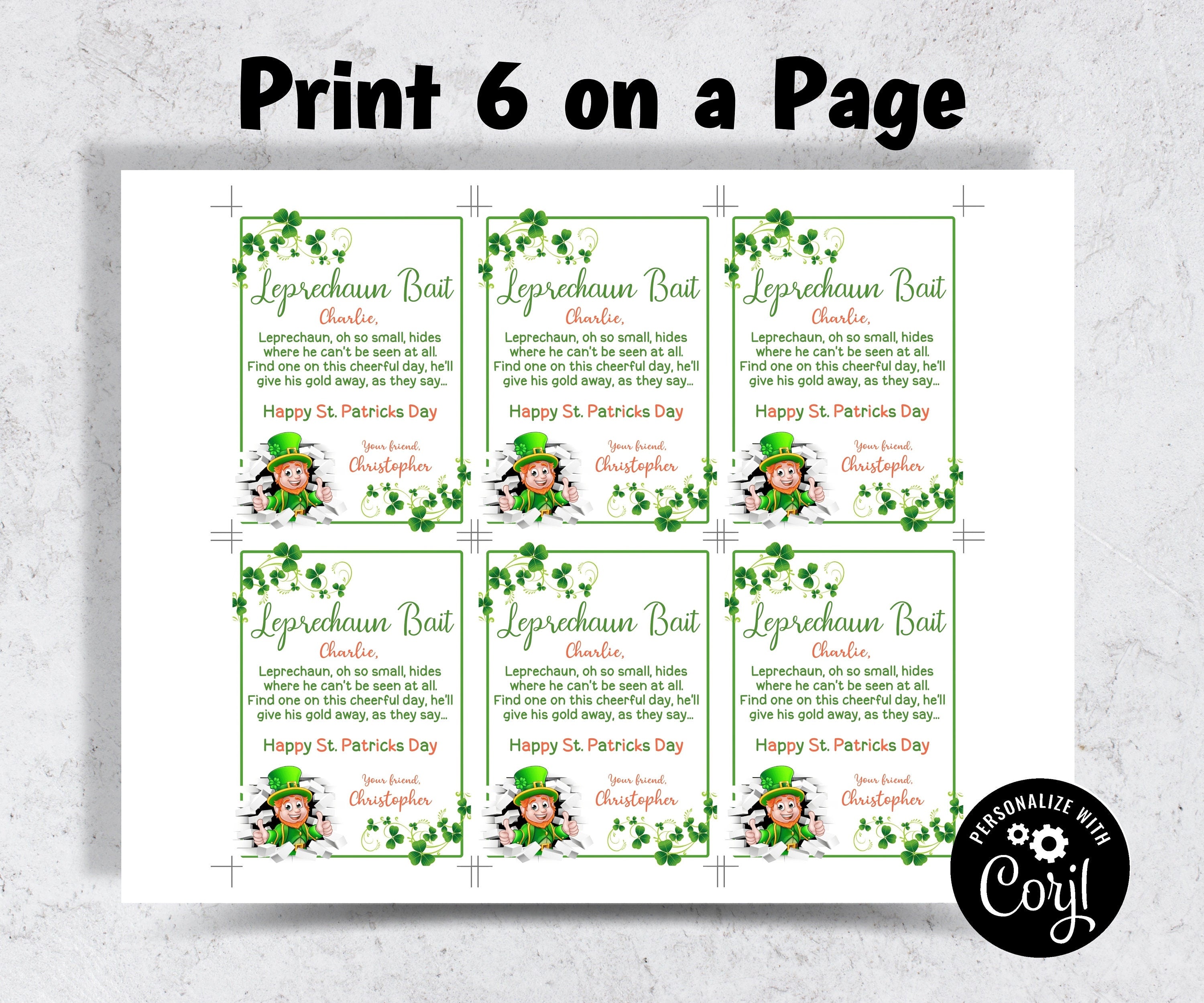 Leprechaun Treat Tag-St.Patricks Day -TheHustlingCatLady-Stickers, Labels & Tags