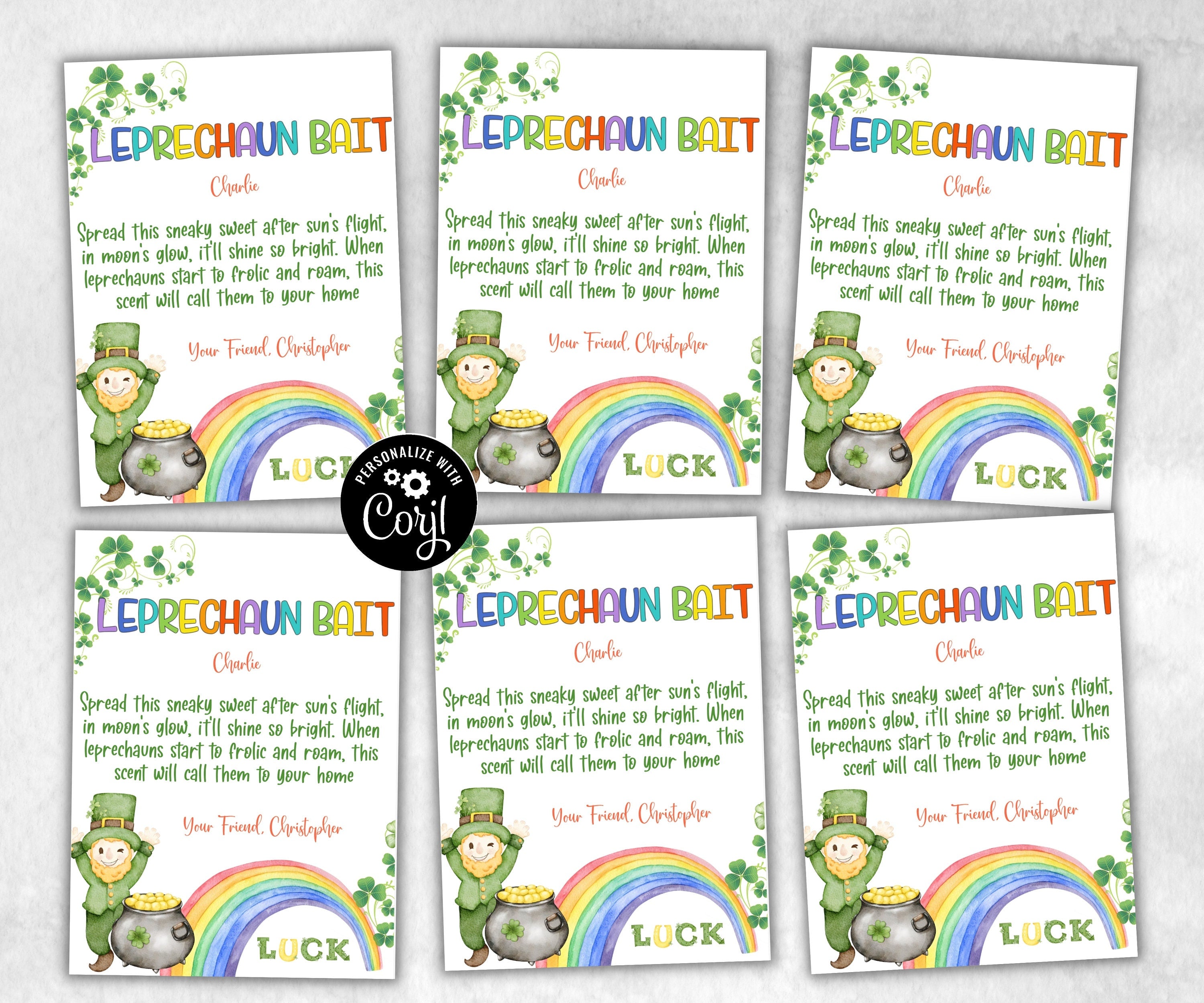 St. Patrick'S Day Bait Printable Tags | My Lucky Charm | Bag Toppers, Leprechaun Printable, Treat Bag Toppers, St Patrick'S Day Editable-St.Patricks Day -TheHustlingCatLady-Stickers, Labels & Tags