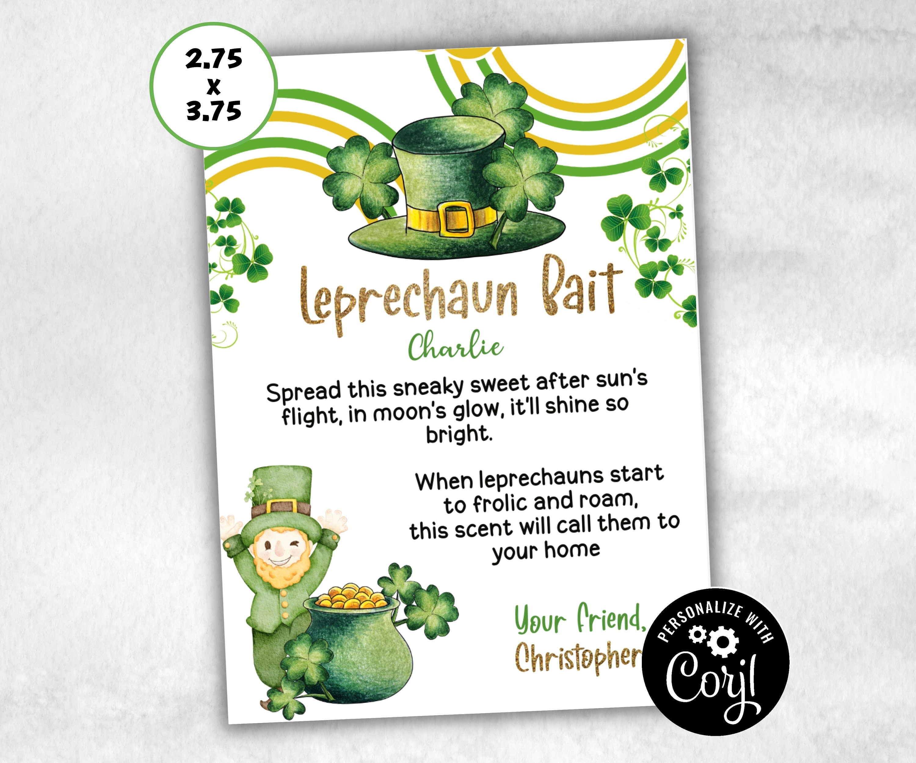 Editable Leprechaun Bait Tags-St.Patricks Day -TheHustlingCatLady-Stickers, Labels & Tags