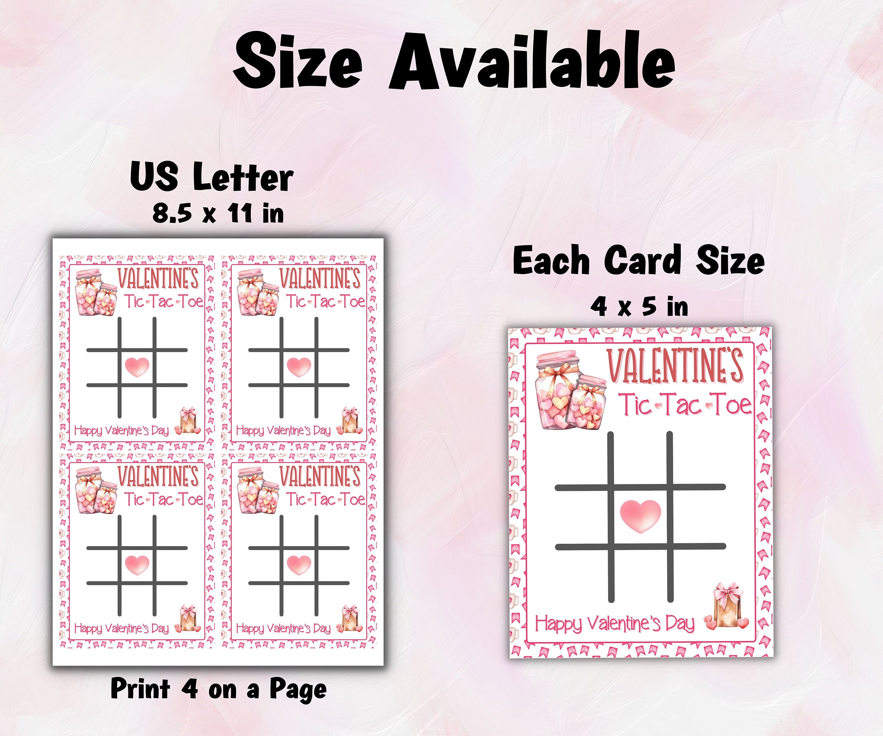 Printable Valentine'S Day Tic Tac Toe Cards | Tic Tac Toe Valentine | Kids Class Valentine Card | Game Tag | Printable Valentine I Daycare