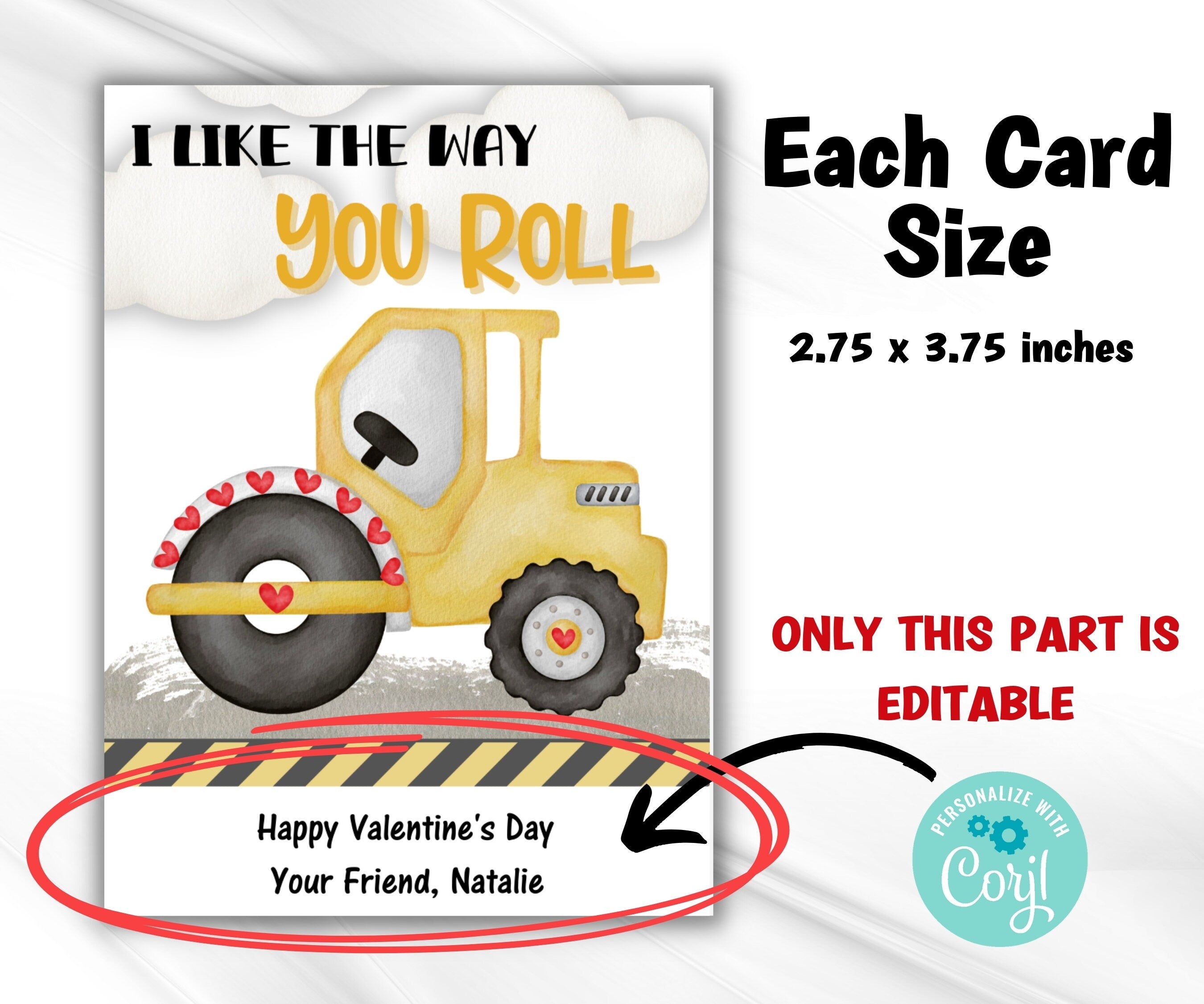 Construction Valentine Cards | Construction Valentine Tag | Valentine'S Day | Digger Valentine I I Dig You Valentine I Kids Valentines