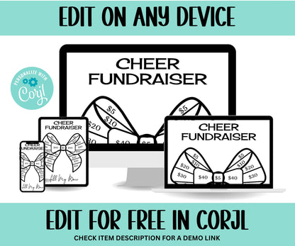 Fill My Bow Fundraiser Sheet | Cheer Fundraiser Sheets | Dance Team | Cheer Team I Soccer I Volleyball I Basketball I Baseball I Softball