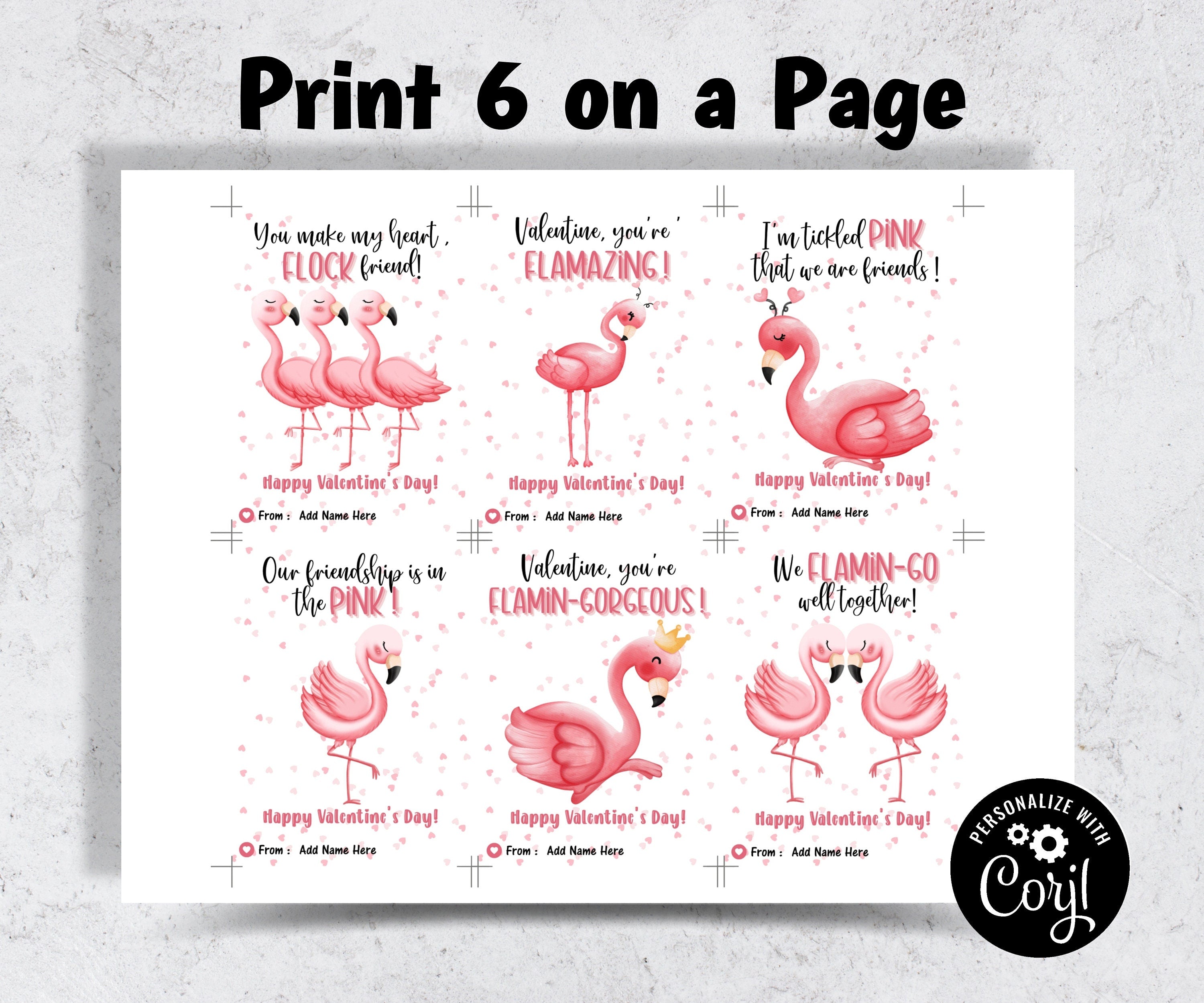 Flamingo Valentine | School Valentines | Editable Anniversary Card | Cards For Kids I Pink Valentine I Pink Flamingo Cards I Flamingo Card