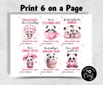 Panda Valentine'S Day Card | Kids Valentines | Printable Valentine Cards | Anniversary Card | Classroom Valentine | Valentines Day Card