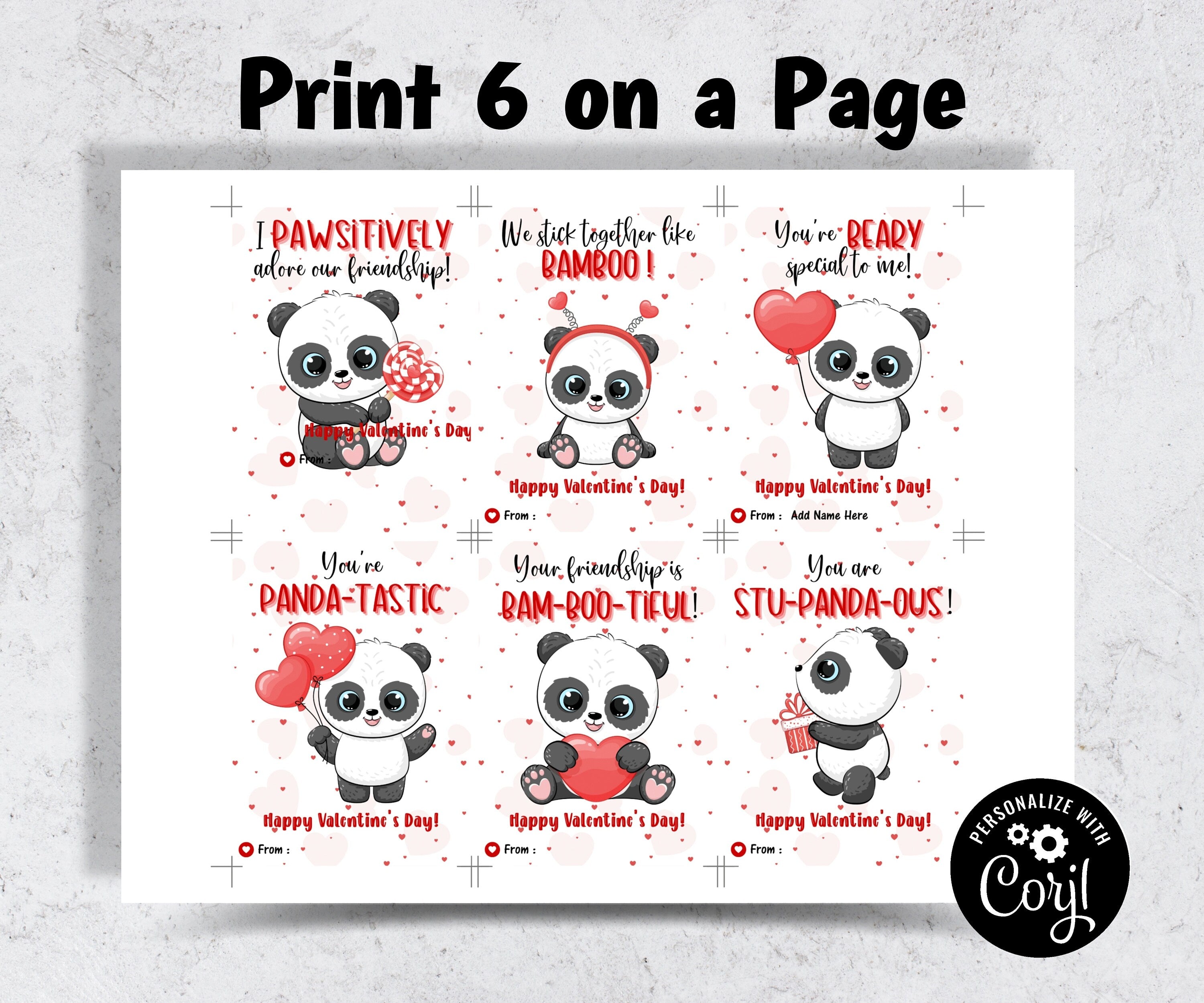 Anniversary Panda Card | Panda Valentine Day Card | Kids Valentines | Printable Valentine Cards | Classroom Valentine | Valentines Day Card