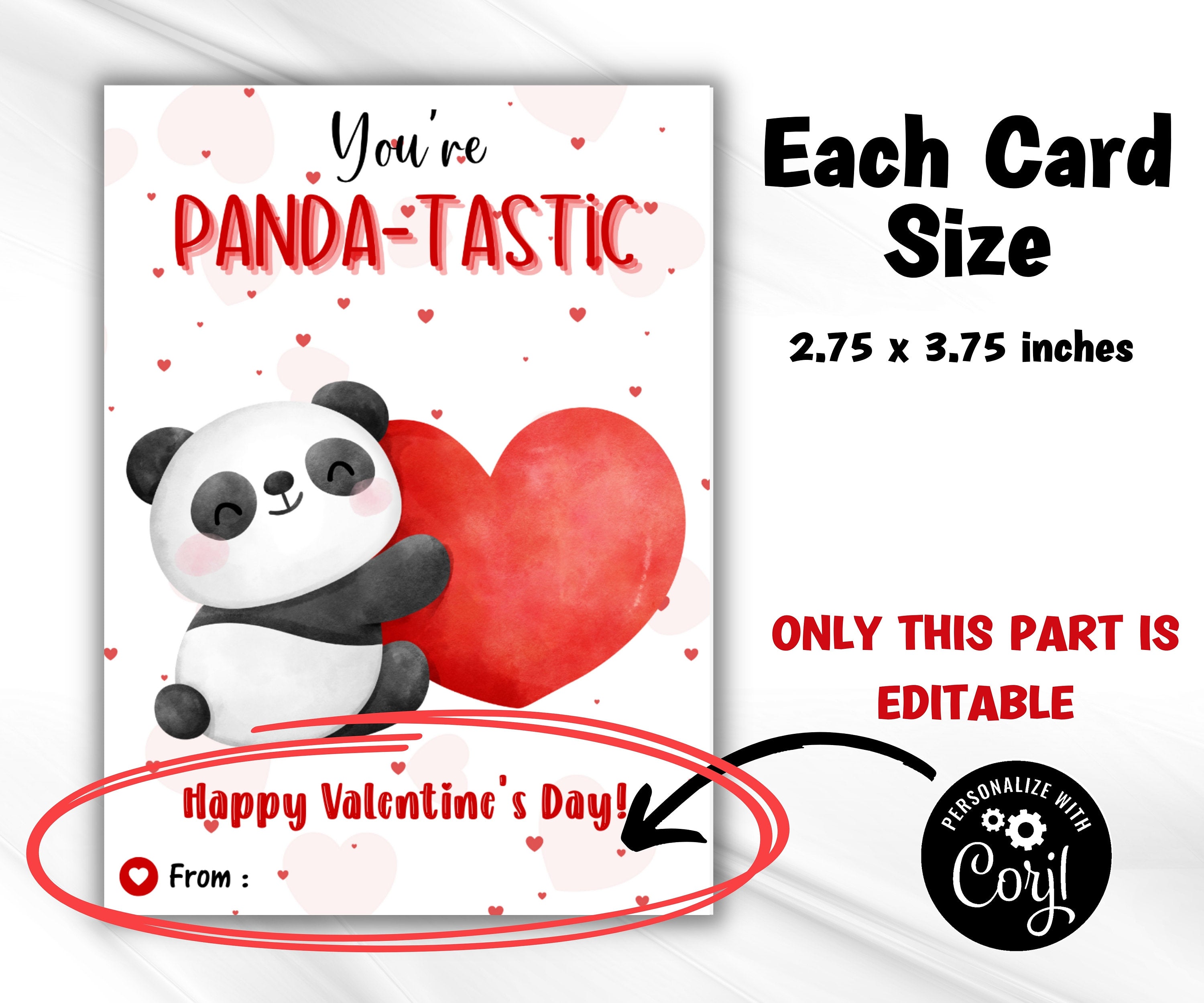 Panda Kids Valentine | Anniversary Panda Card | Panda Valentine Card | Printable Valentine Cards | Classroom Valentine | Valentines Day Card