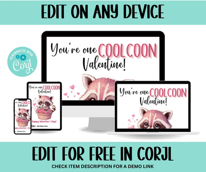 Raccoon Valentine Card | To Me You Are Trash | Heart Balloons | Valentine Clipart | Trash Panda Card I Funny Love Cards I Raccoon Pun Card