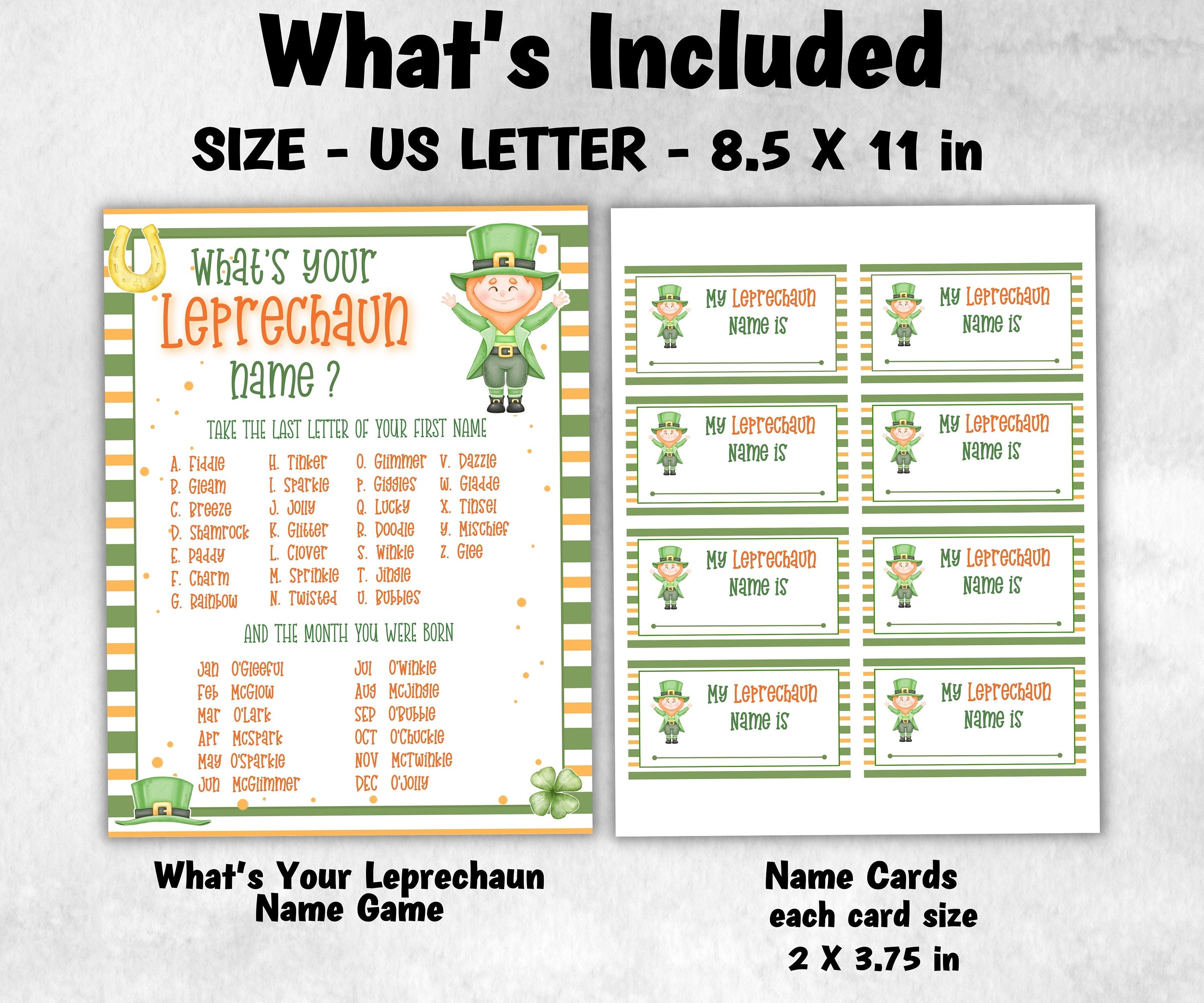St Patricks Day Games, Leprechaun name tag game, Leprechaun name board sign, Leprechaun name generator, What's Your Leprechaun name,-St.Patricks Day -TheHustlingCatLady-Stickers, Labels & Tags
