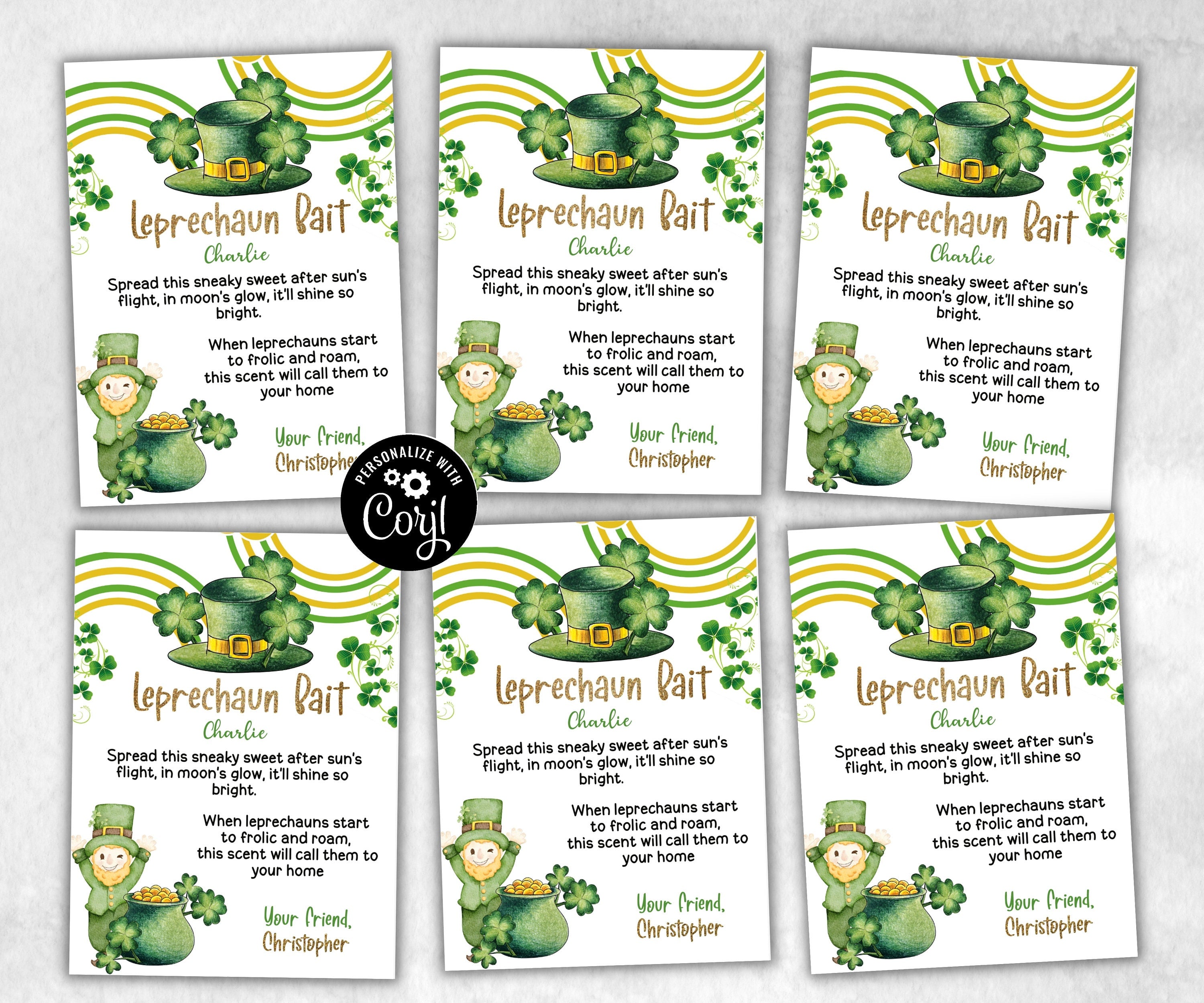 Editable Leprechaun Bait Tags-St.Patricks Day -TheHustlingCatLady-Stickers, Labels & Tags