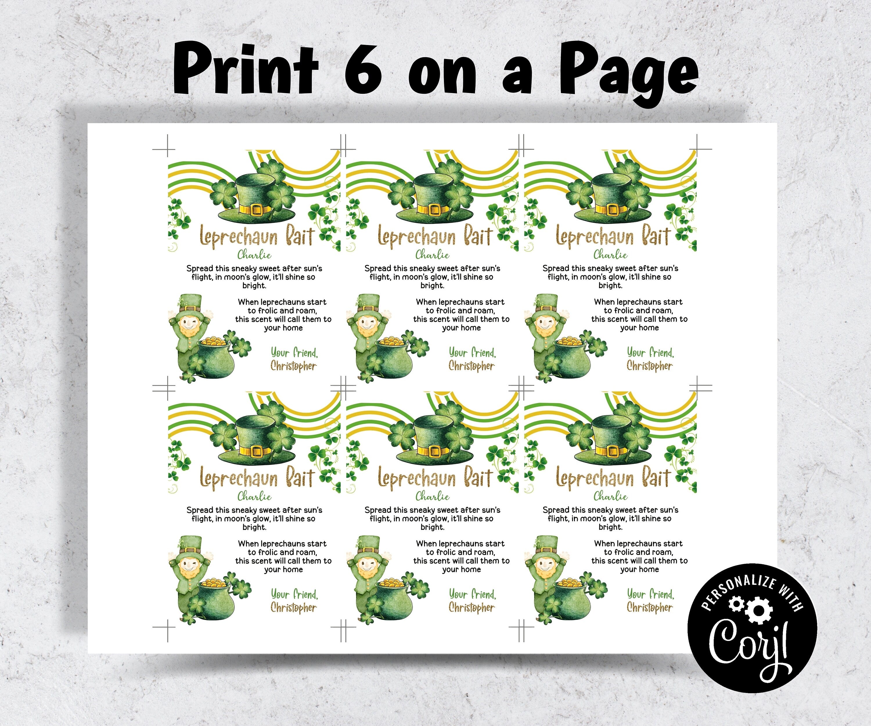 Editable Leprechaun Bait Tags-St.Patricks Day -TheHustlingCatLady-Stickers, Labels & Tags