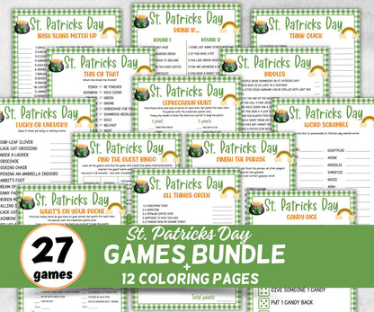 Fun St. Pattys Day Game Bundle Printable | St. Pats | Fun St. Pattys Day | Classroom Games | Family Games I Family Games | St Patrick'S Day-St.Patricks Day -TheHustlingCatLady-Party Games
