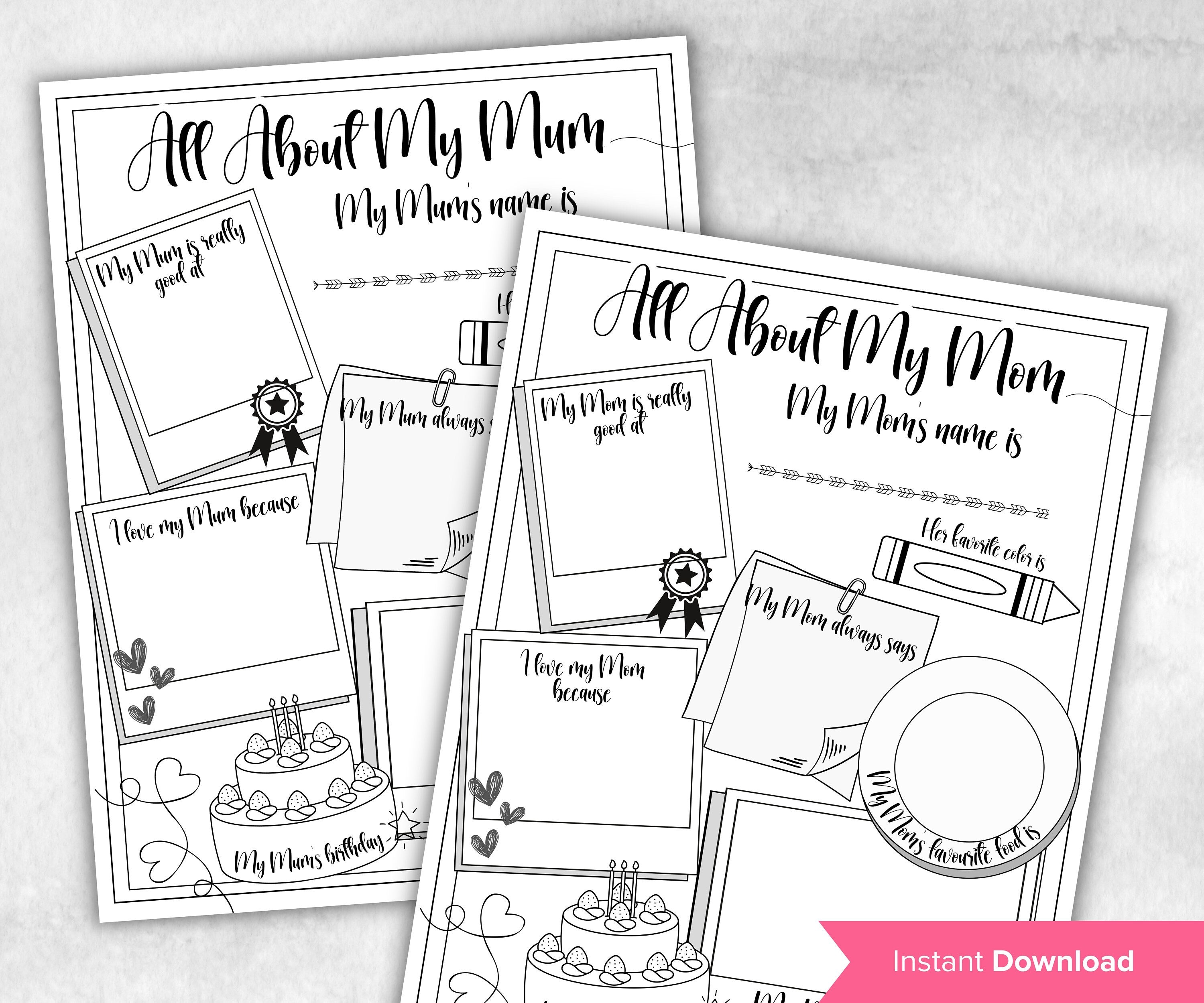 Mommys Interview I Mothers Day Printable | All About my Mom I All About My Mum Printable | All About Mom | Personalised Mother'S Day Gift