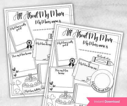 Mommys Interview I Mothers Day Printable | All About my Mom I All About My Mum Printable | All About Mom | Personalised Mother'S Day Gift