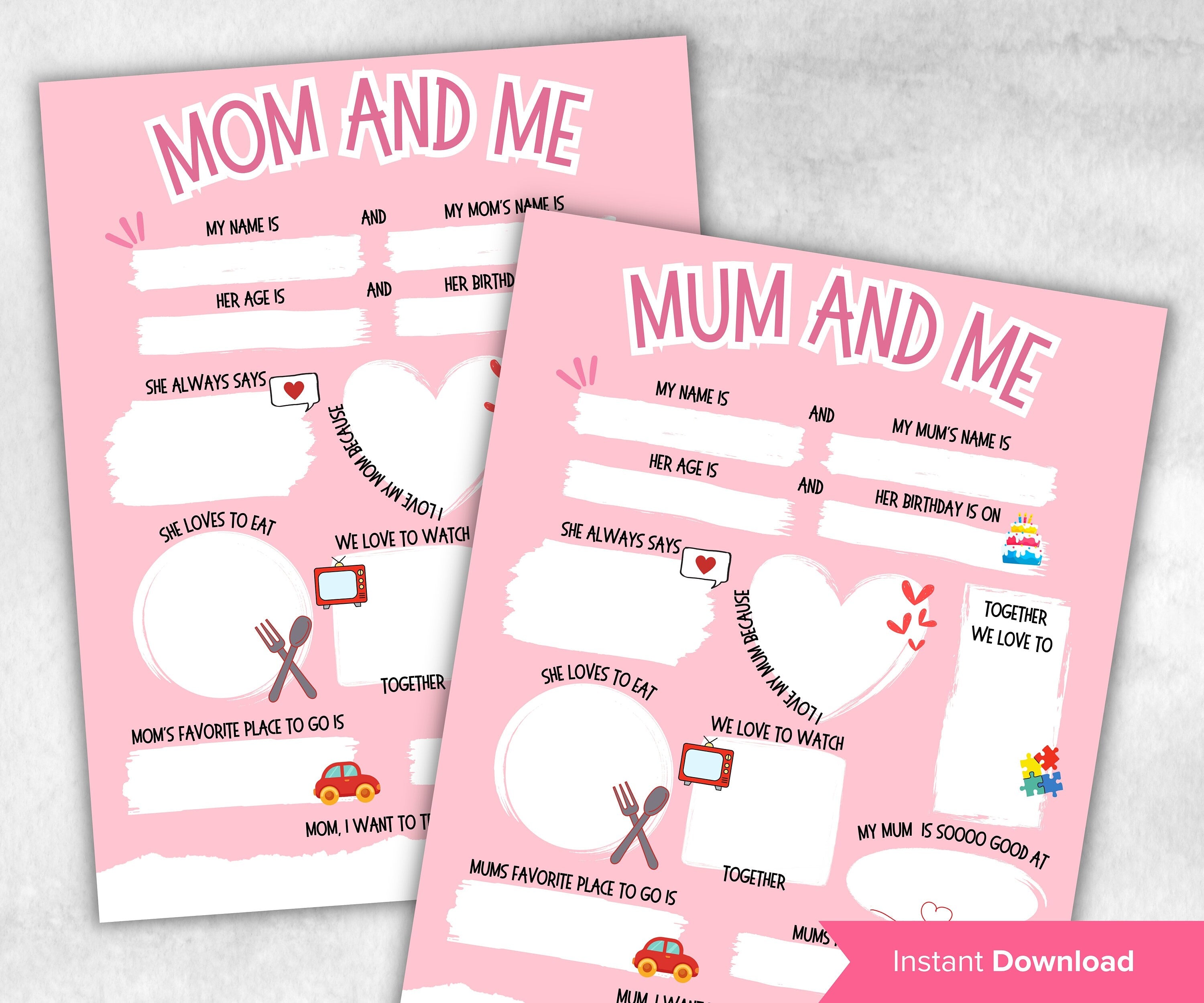 All About my Mom Mum IMother Day Gift I Mothers Day Printable | All About My Mum Printable | All About Mom | Personalized Mother Day Gift I