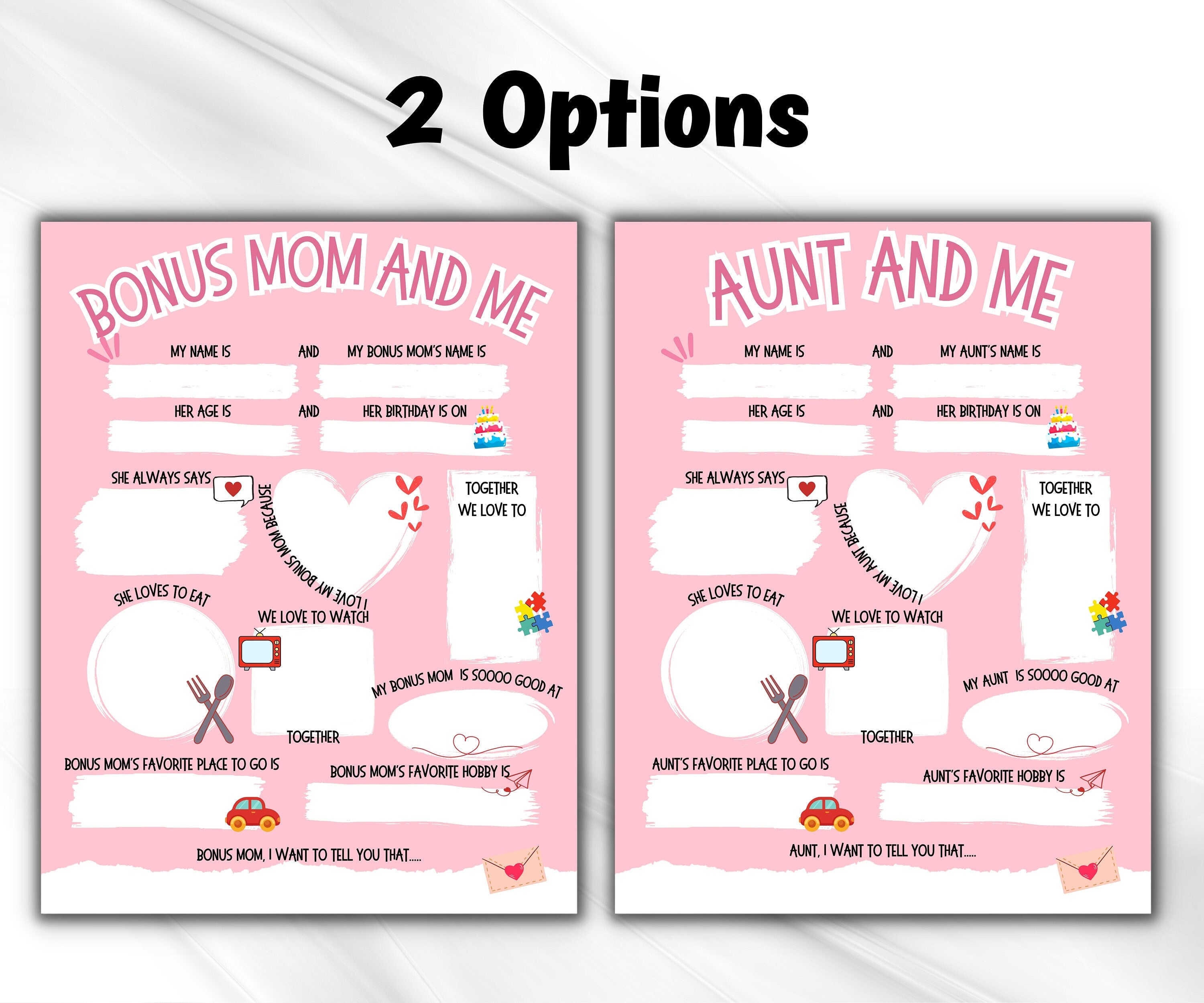 Mother's Interview I Mothers Day Printable | All About my Bonus Mom I All About My Aunt Printable | Personalised Mother'S Day Bonus mom Gift