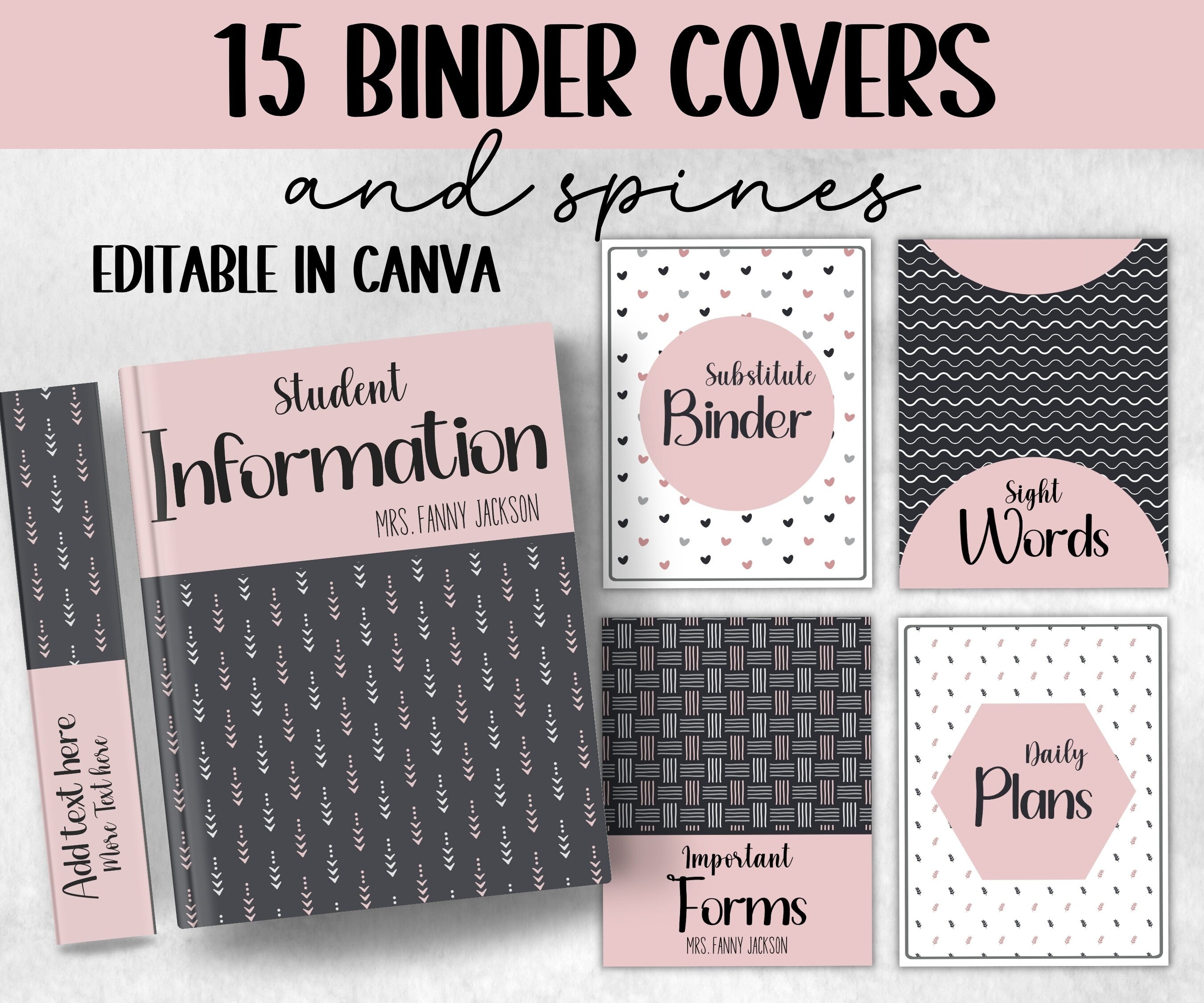 Printable Binder Covers | Teacher Binder | Binder Insert I Binder spine I Back To School | Editable Covers | Binder Template | School Binder