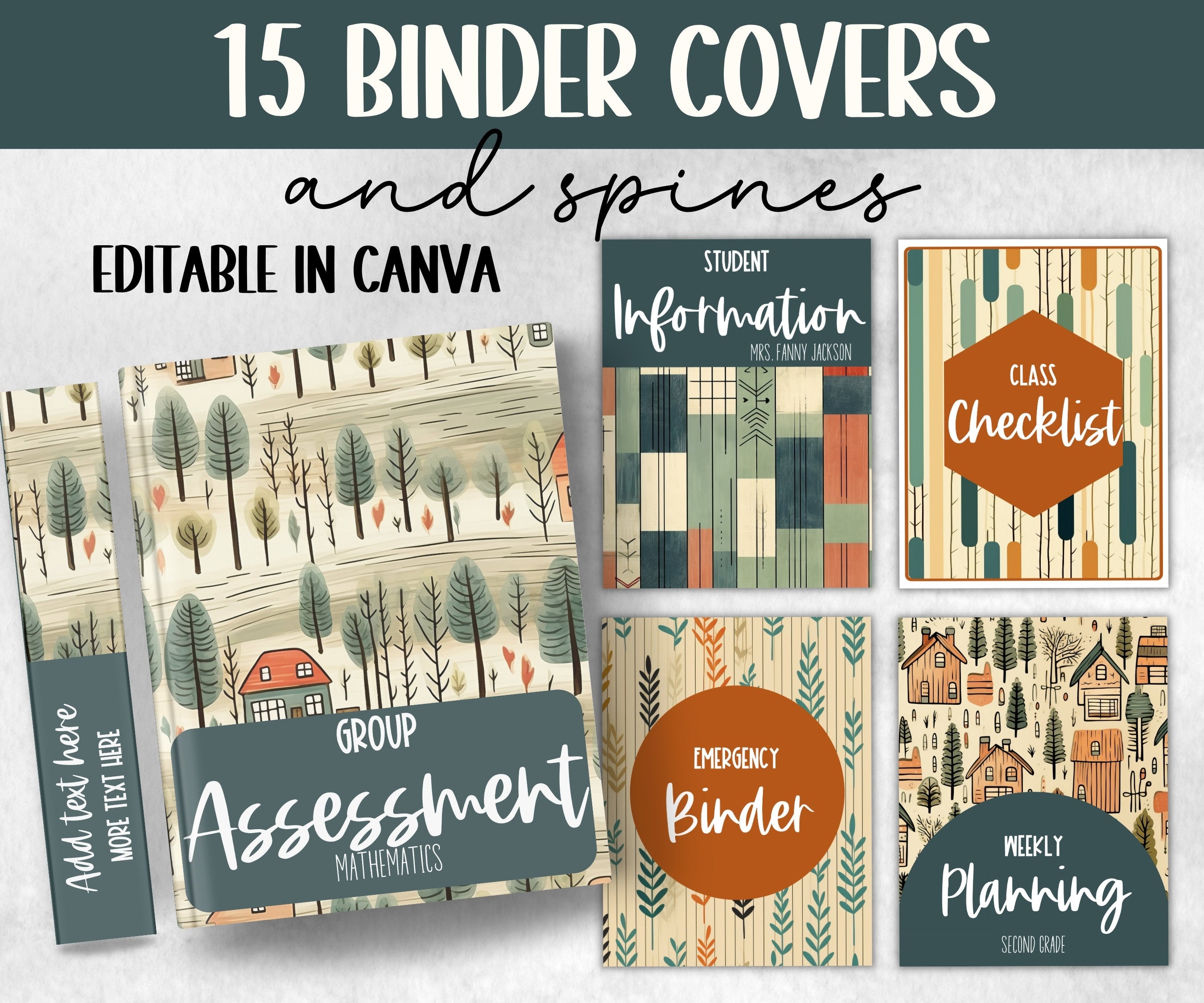 Rustic School Binder | Printable Binder Covers | Teacher Binder | Binder Insert I Binder spine I Back To School | Editable Covers Template