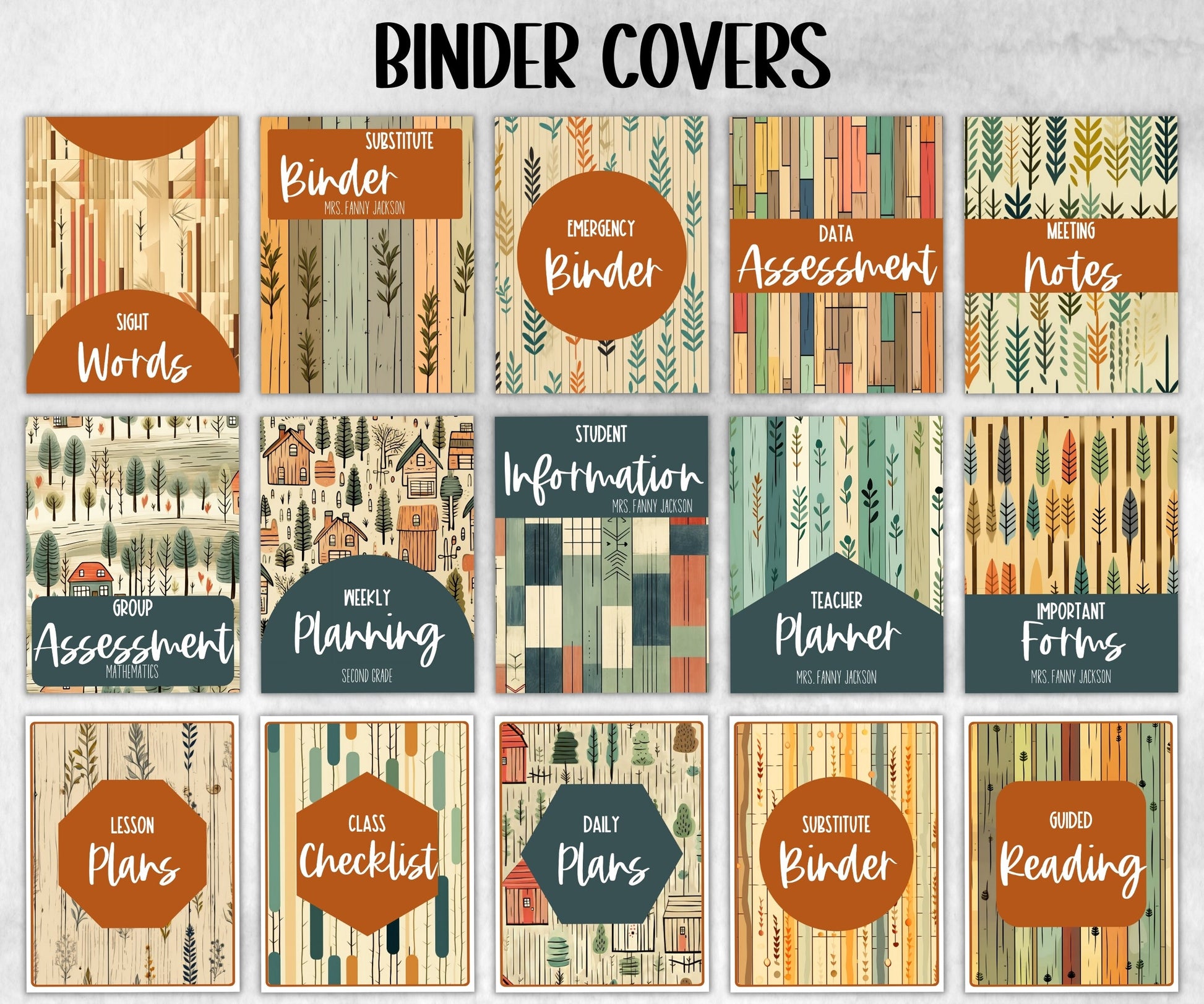 Rustic School Binder | Printable Binder Covers | Teacher Binder | Binder Insert I Binder spine I Back To School | Editable Covers Template