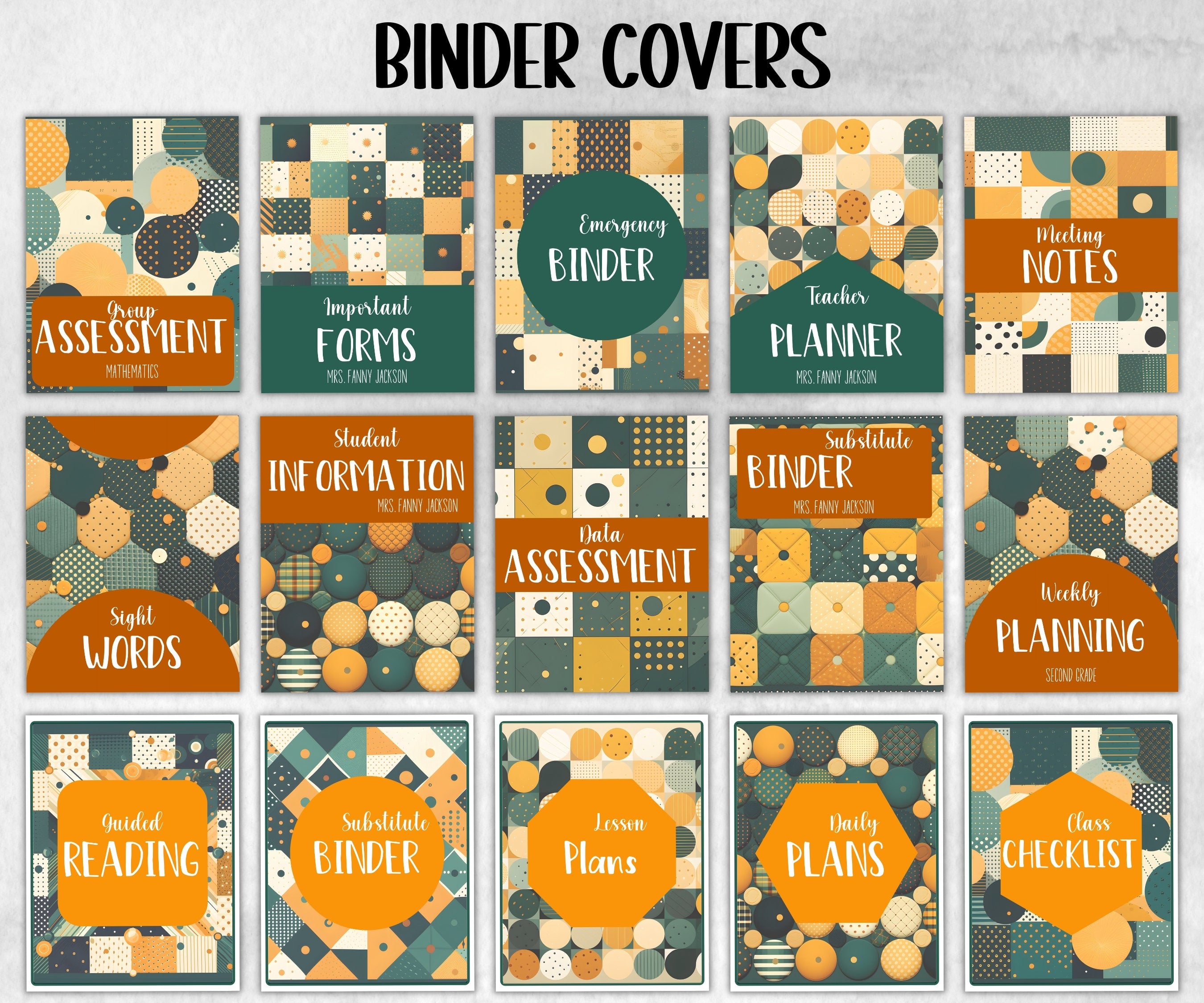 Retro Printable Binder Covers | Teacher Binder | Binder Insert I Binder spine I Back To School | Editable School Binder Template Cover