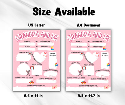 All about my Granny I Mothers Day Printable Gift Mothers Day Questionnaire Preschool | All About My Grandma Printable coloring page I Nana