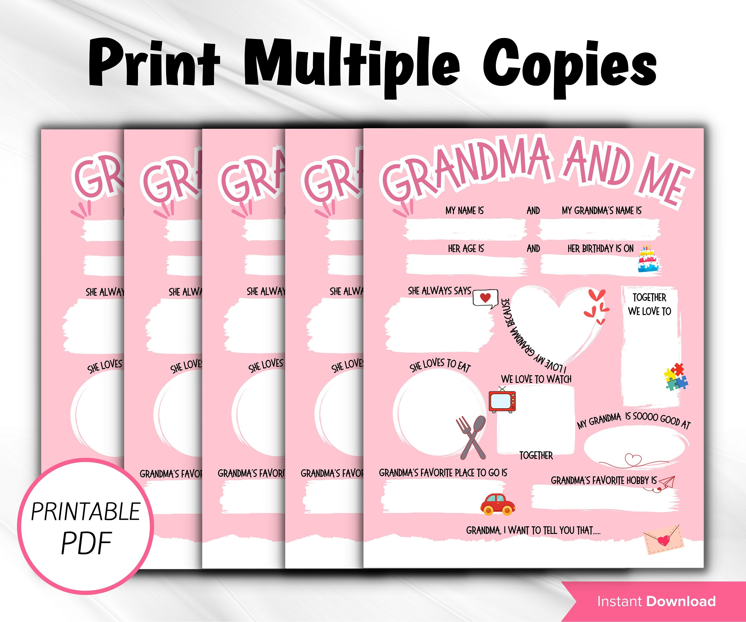 All about my Granny I Mothers Day Printable Gift Mothers Day Questionnaire Preschool | All About My Grandma Printable coloring page I Nana