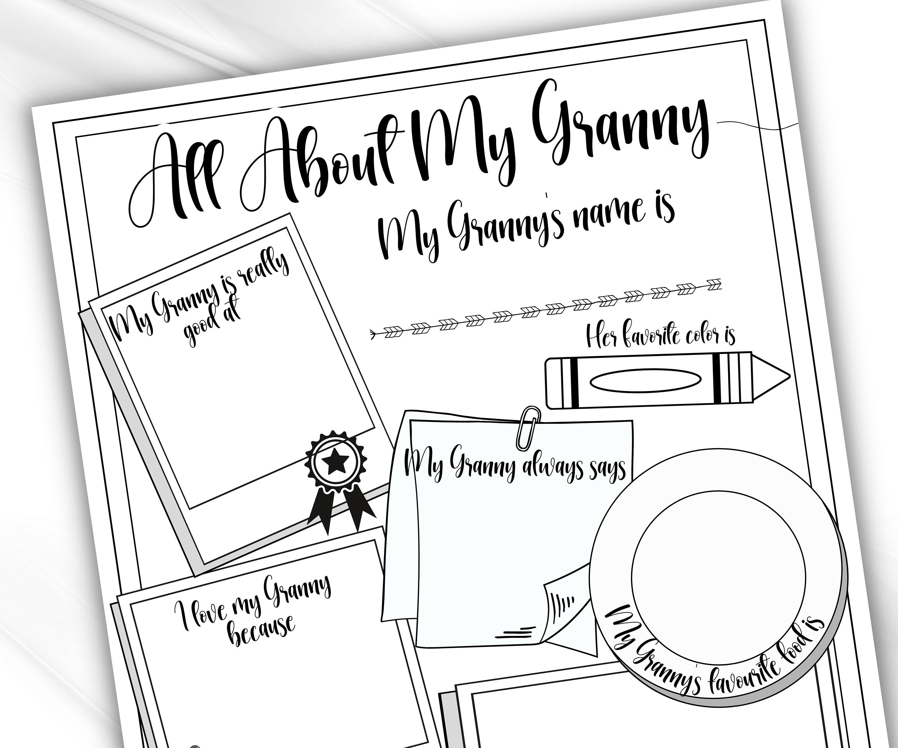 Nana Gift from kids I Mother's Day | All About my Grandma I All About My Granny Printable | All About Mom | Personalized Mother'S Day Gift I