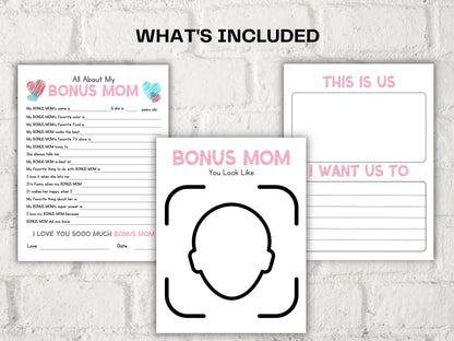 All About my Bonus Mom I Bonus Mom Interview I Mother Day Printable I All About My Aunt Printable | Personalised Mother'S Day Bonus mom Gift