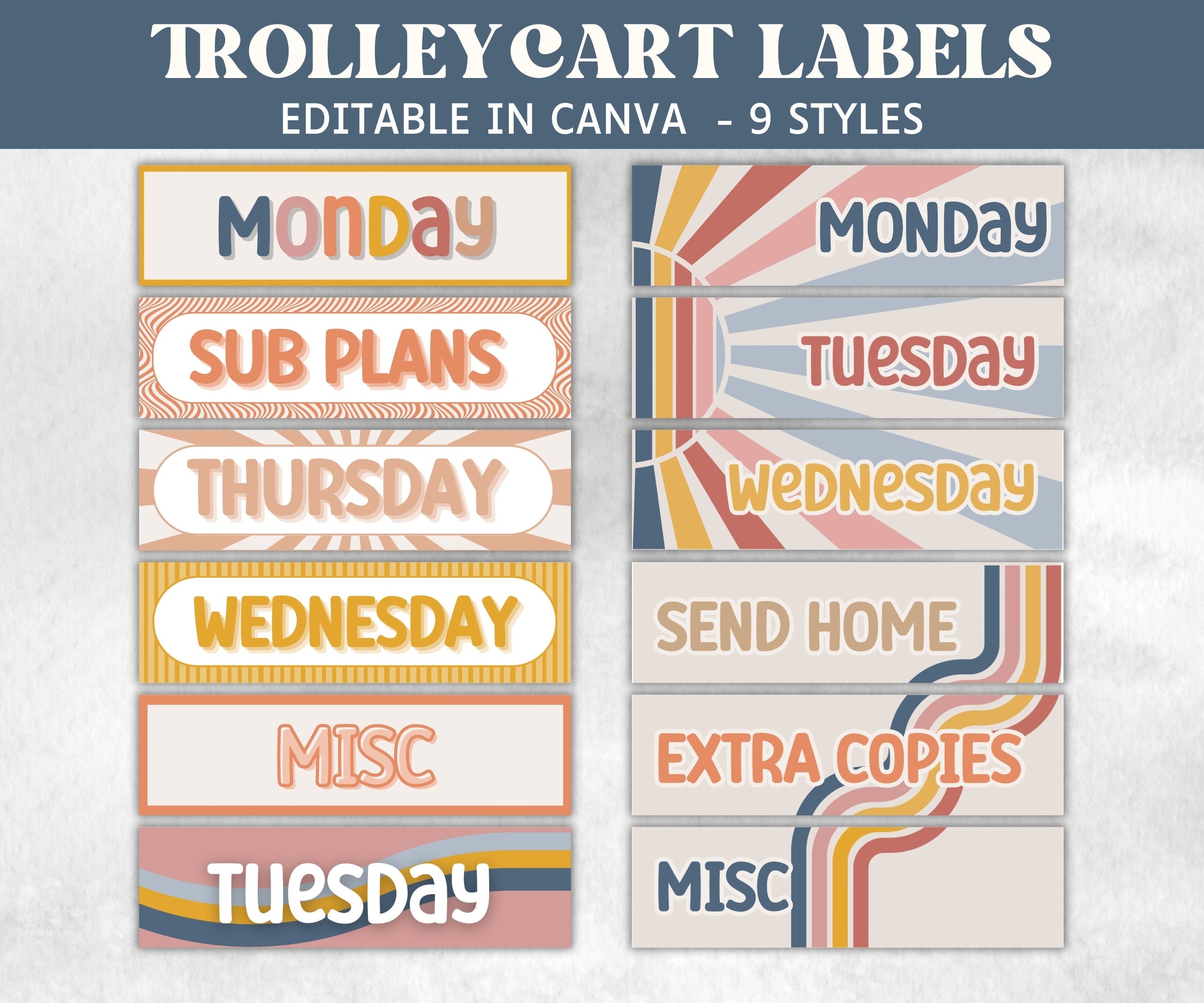 Classroom Organization Bundle, Flip Calendar, Desk Tags, Classroom Labels, Binder Covers, Trolley Cart Labels, Bulletin Board Borders, Boho