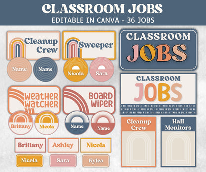 Classroom Editable Jobs Chart, Teacher Resources, Kindergarten, Editable Class Job Display, Elementary Classroom Display, Back To School