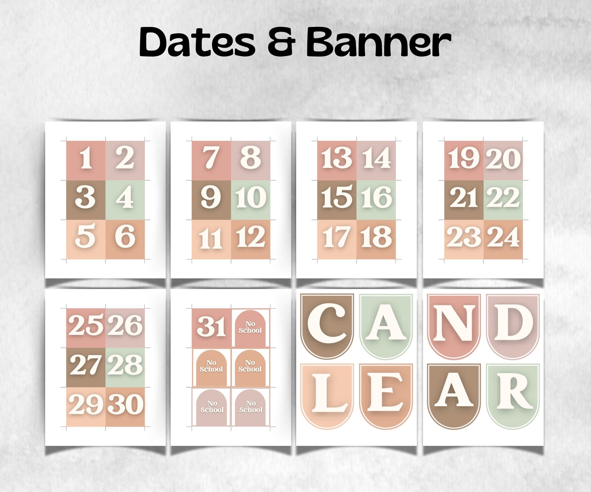 Editable Calendar Display, Classroom Calendar, Back To School, School Calendar, Classroom Theme, Teacher Supplies, Boho Classroom Decor,-Neutral Boho Decor -TheHustlingCatLady-Templates