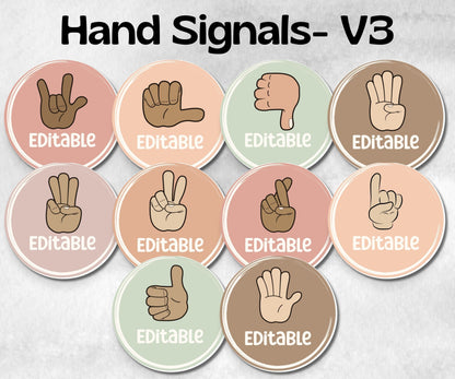 Hand Signals Posters, Hand Signals Display, Classroom Decor Posters, Class Hand Signals, Boho Classroom, Retro Classroom, Bulletin Board-Neutral Boho Decor -TheHustlingCatLady-Templates