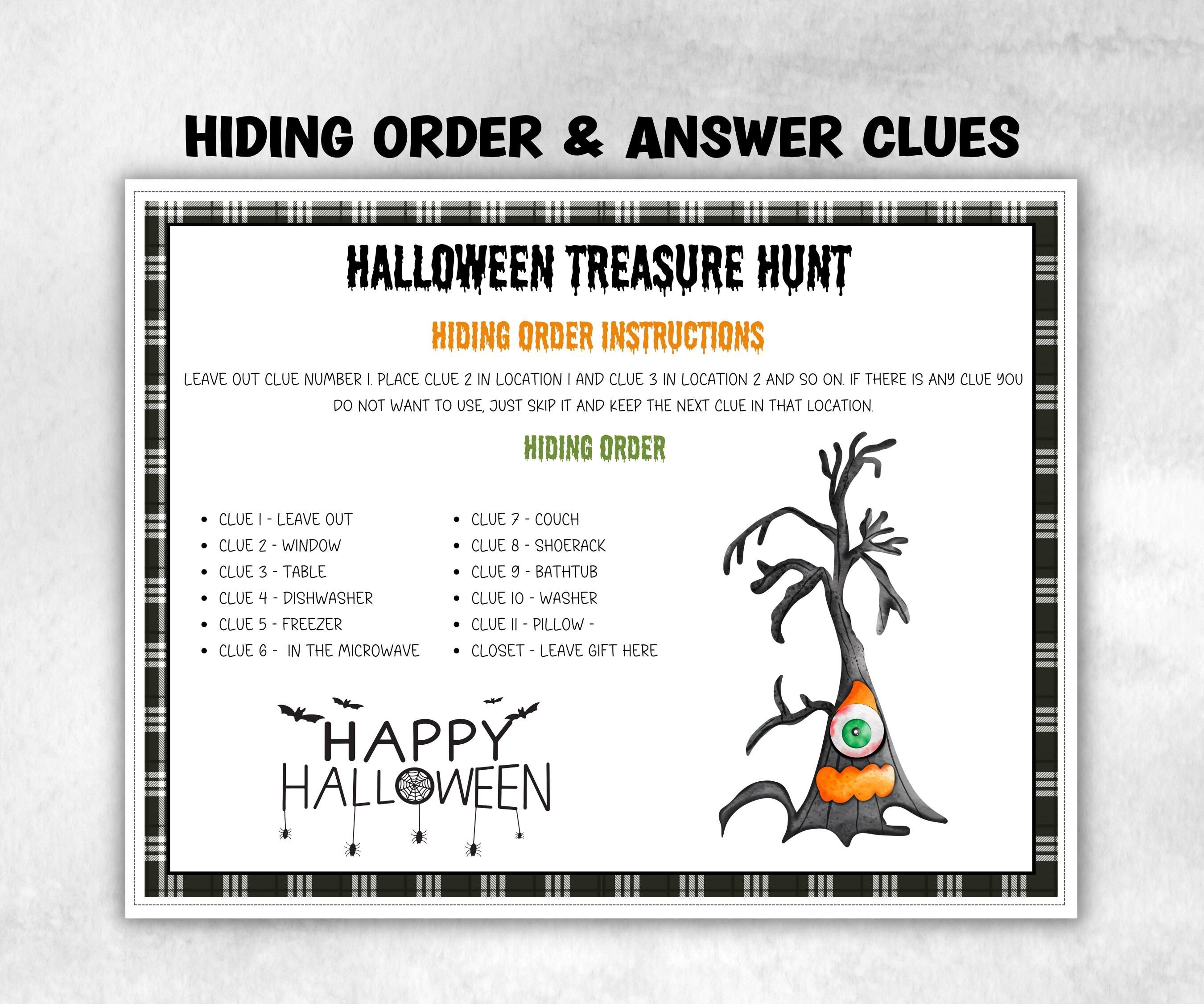 Halloween Treasure Hunt for Teens, Scavenger hunt for teens, Halloween Party game, Halloween activity, Indoor Scavenger hunt, Treasure Hunt-Halloween Printables -TheHustlingCatLady-Party Games