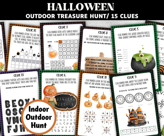 Halloween Indoor Outdoor Treasure Hunt for Teens, Scavenger hunt, Party game, Halloween activity, Outdoor Scavenger hunt for older kids-Halloween Printables -TheHustlingCatLady-Party Games