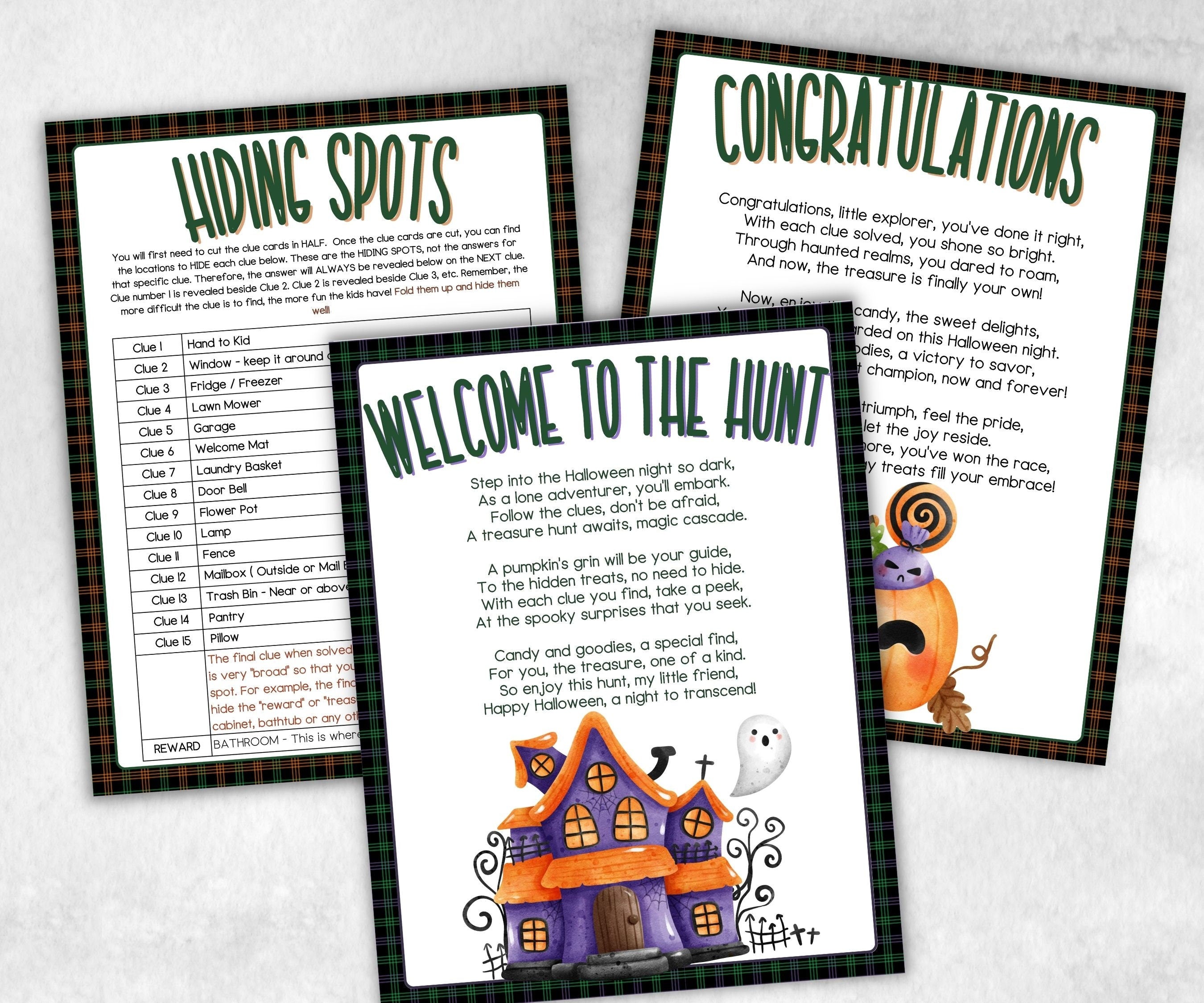 Halloween Indoor Outdoor Treasure Hunt for Teens, Scavenger hunt, Party game, Halloween activity, Outdoor Scavenger hunt for older kids-Halloween Printables -TheHustlingCatLady-Party Games