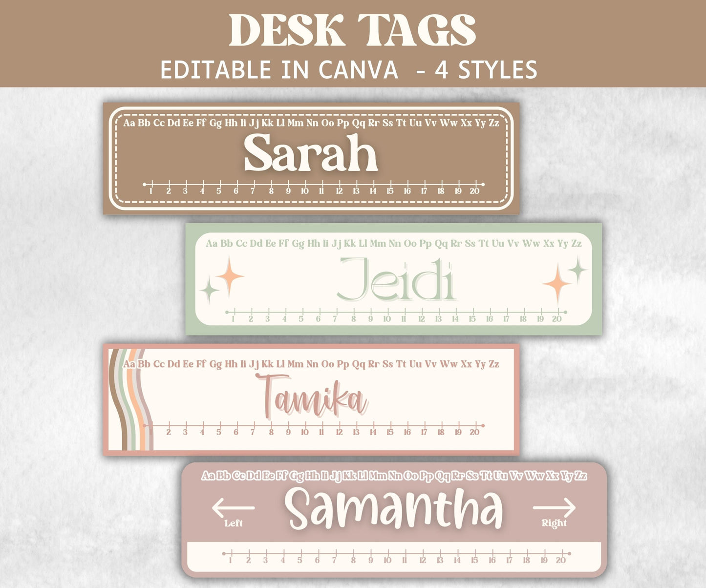 Neutral Classroom Organization Bundle, Flip Calendar, Desk Tags, Classroom Labels, Binder Covers, Trolley Cart Label, Bulletin Board Borders-Neutral Boho Decor -TheHustlingCatLady-Templates