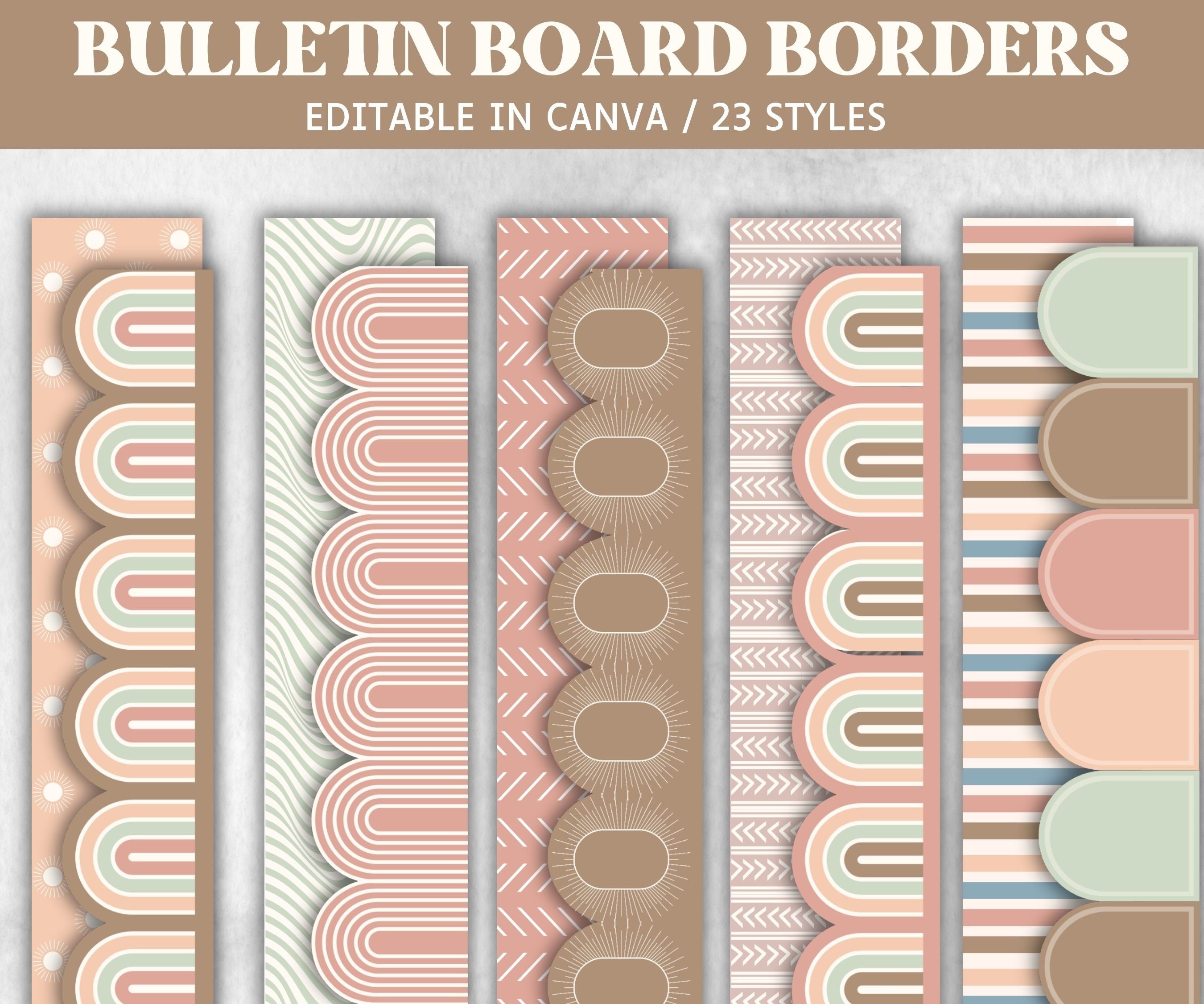 Bulletin Display, Bulletin Border, Classroom Borders, Bulletin Board Trim Decor, Classroom Display, Printable Classroom, Teacher Supplies,-Neutral Boho Decor -TheHustlingCatLady-Templates